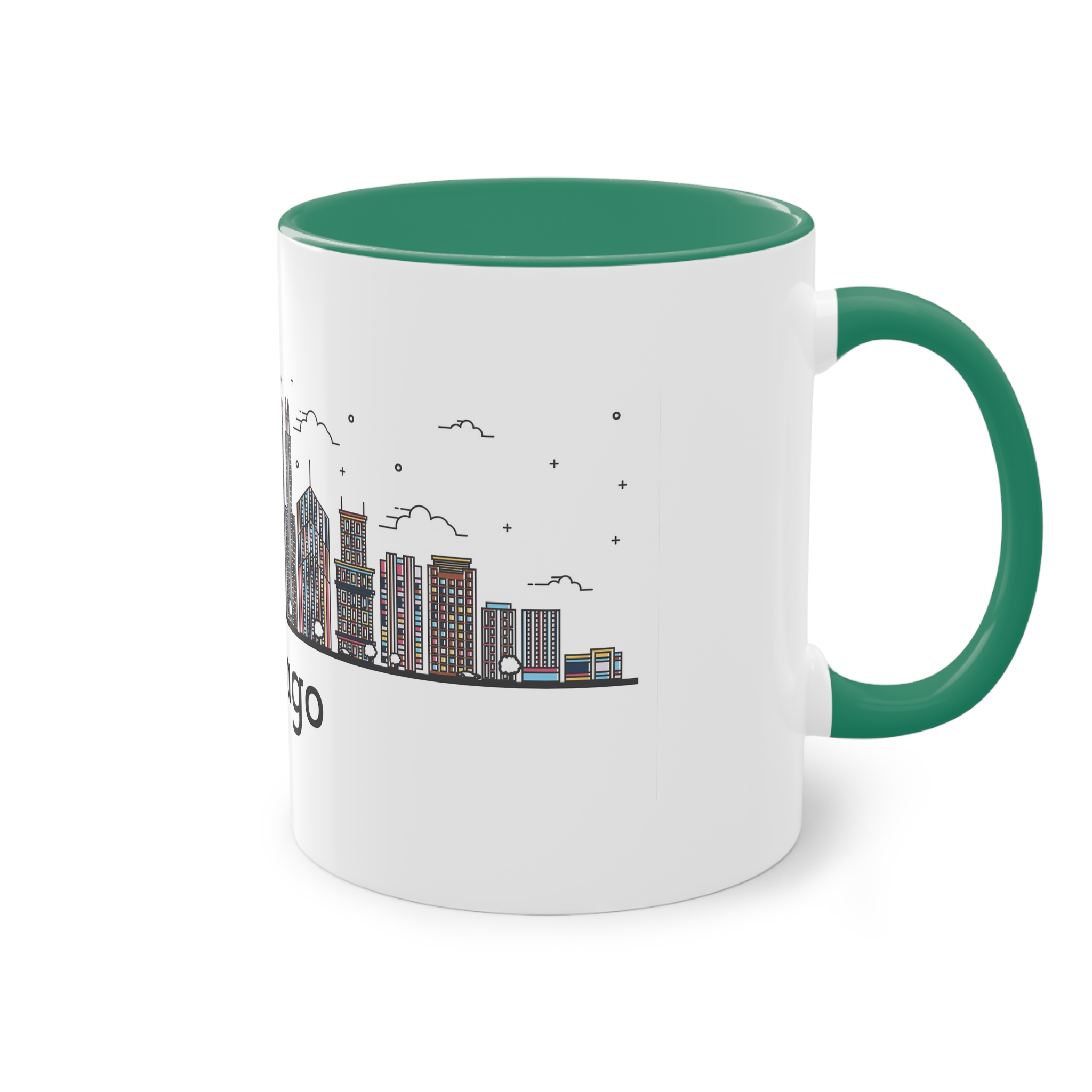 Chicago Outline Bold Color Two Tone Coffee Mug 11oz - Image 32