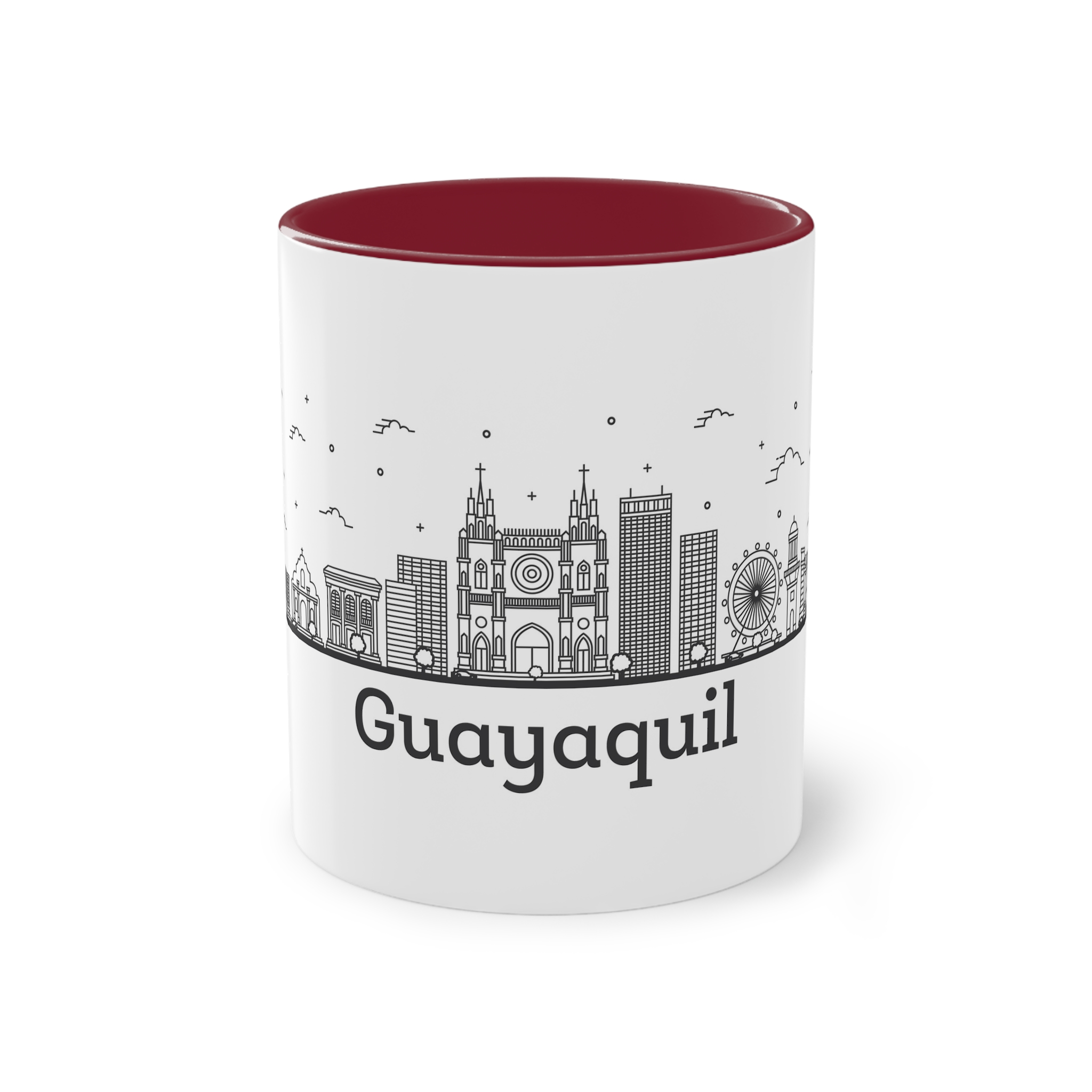 Guayaquil Outline Bold Two Tone Coffee Mug 11oz - Image 5