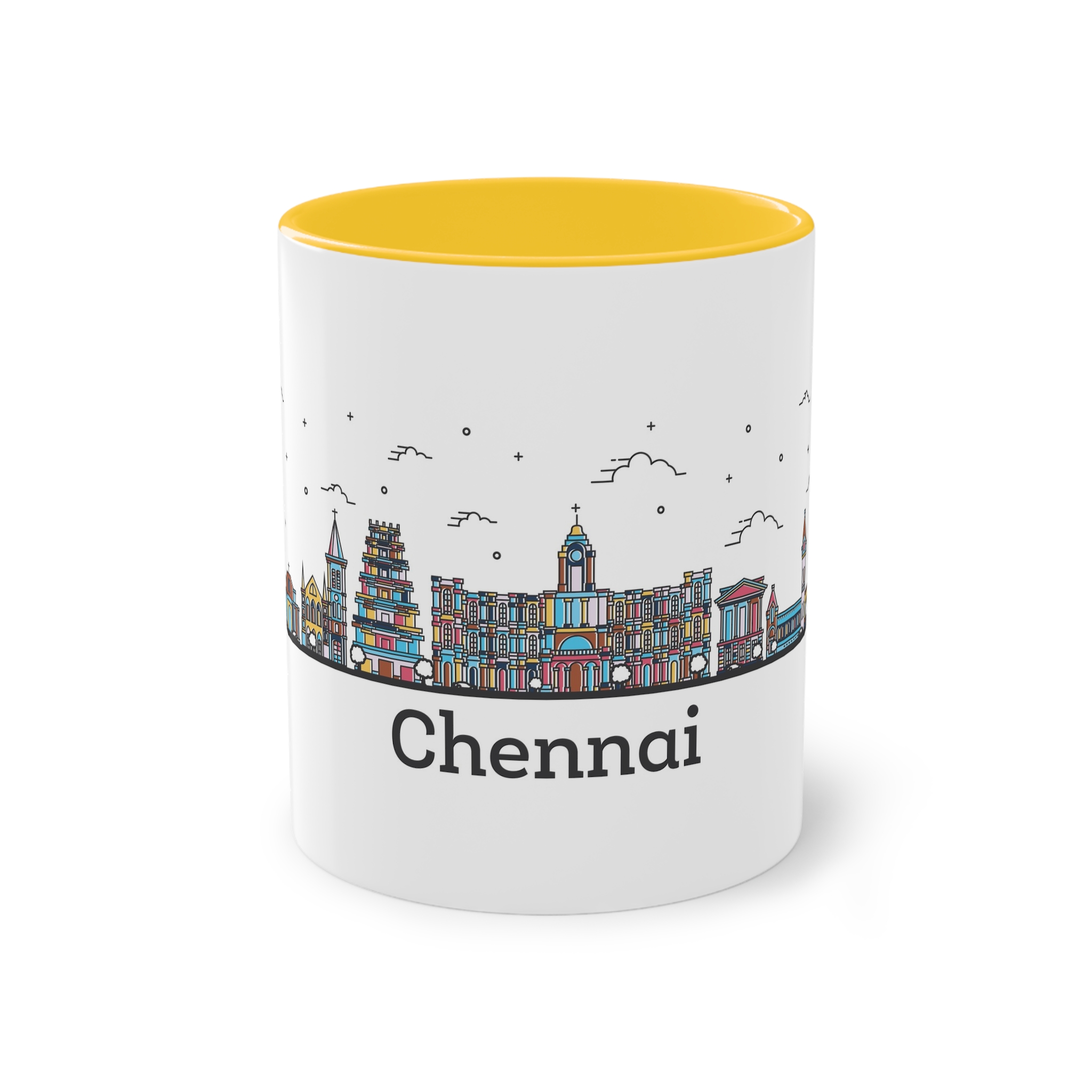 Chennai Outline Bold Color Two Tone Coffee Mug 11oz - Image 17