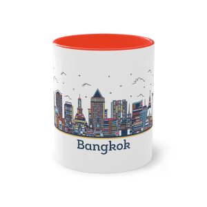 Bangkok Outline Bold Color Two Tone Coffee Mug 11oz