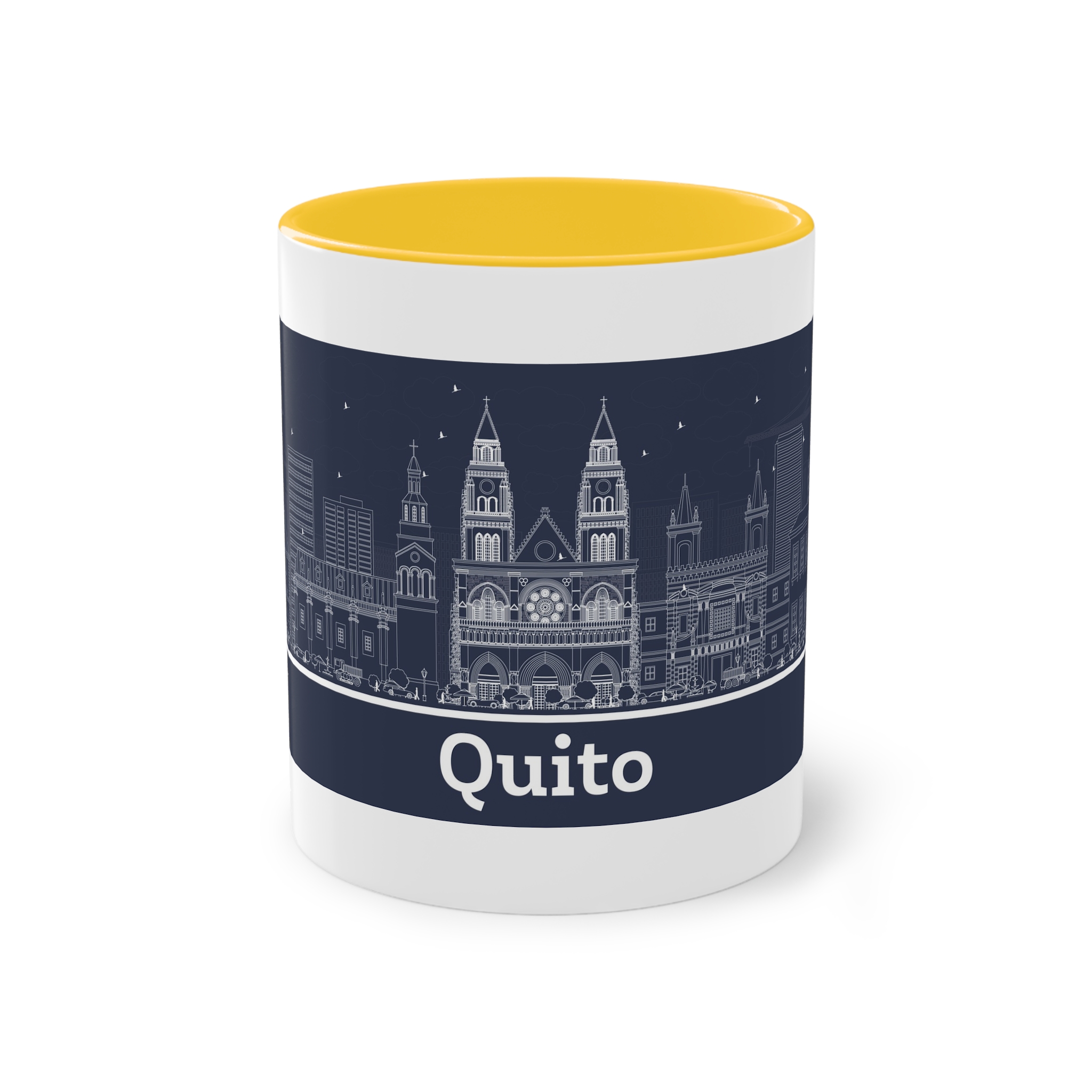 Quito Outline Inverse Two Tone Coffee Mug 11oz - Image 17