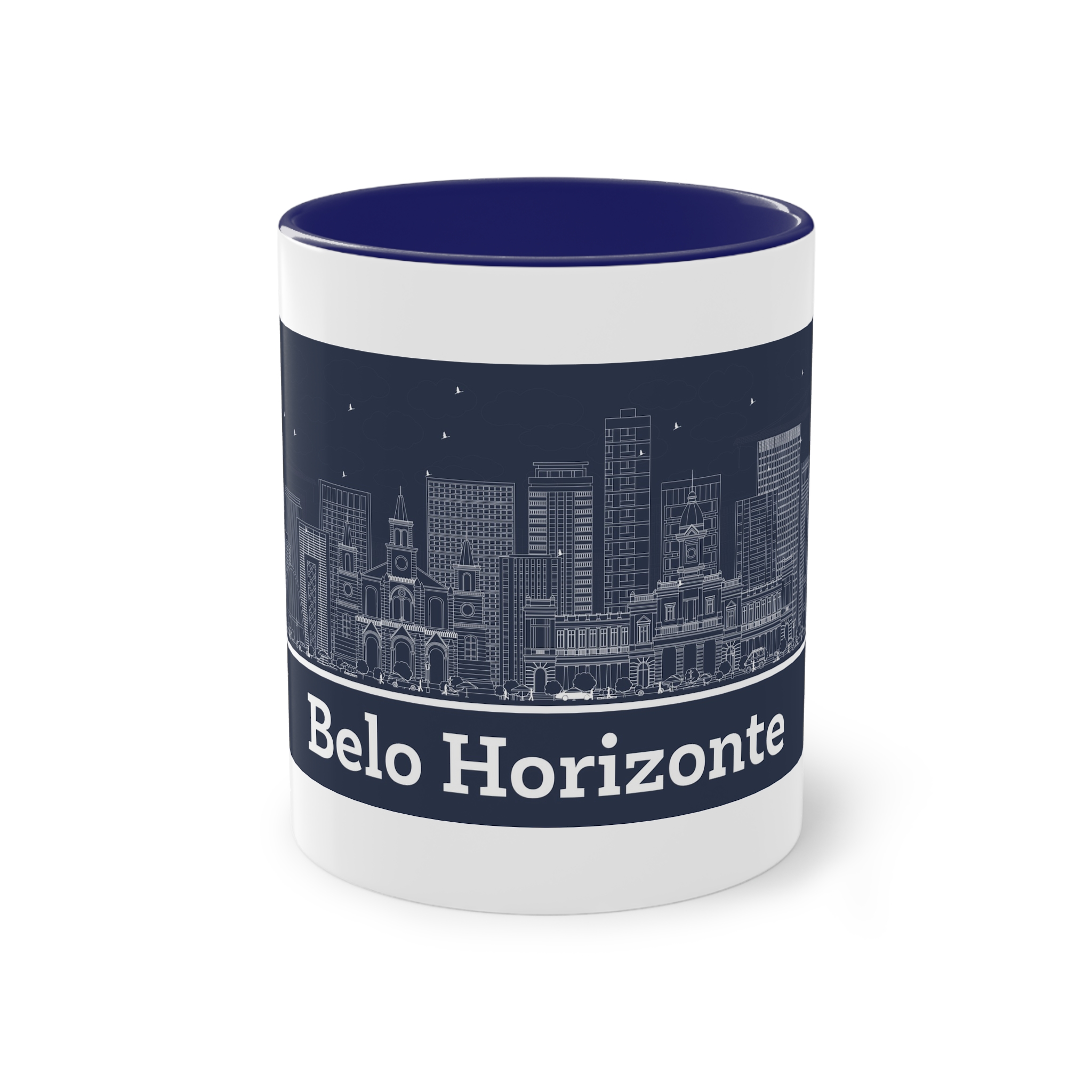 Belo Horizonte Outline Inverse Two Tone Coffee Mug 11oz - Image 41