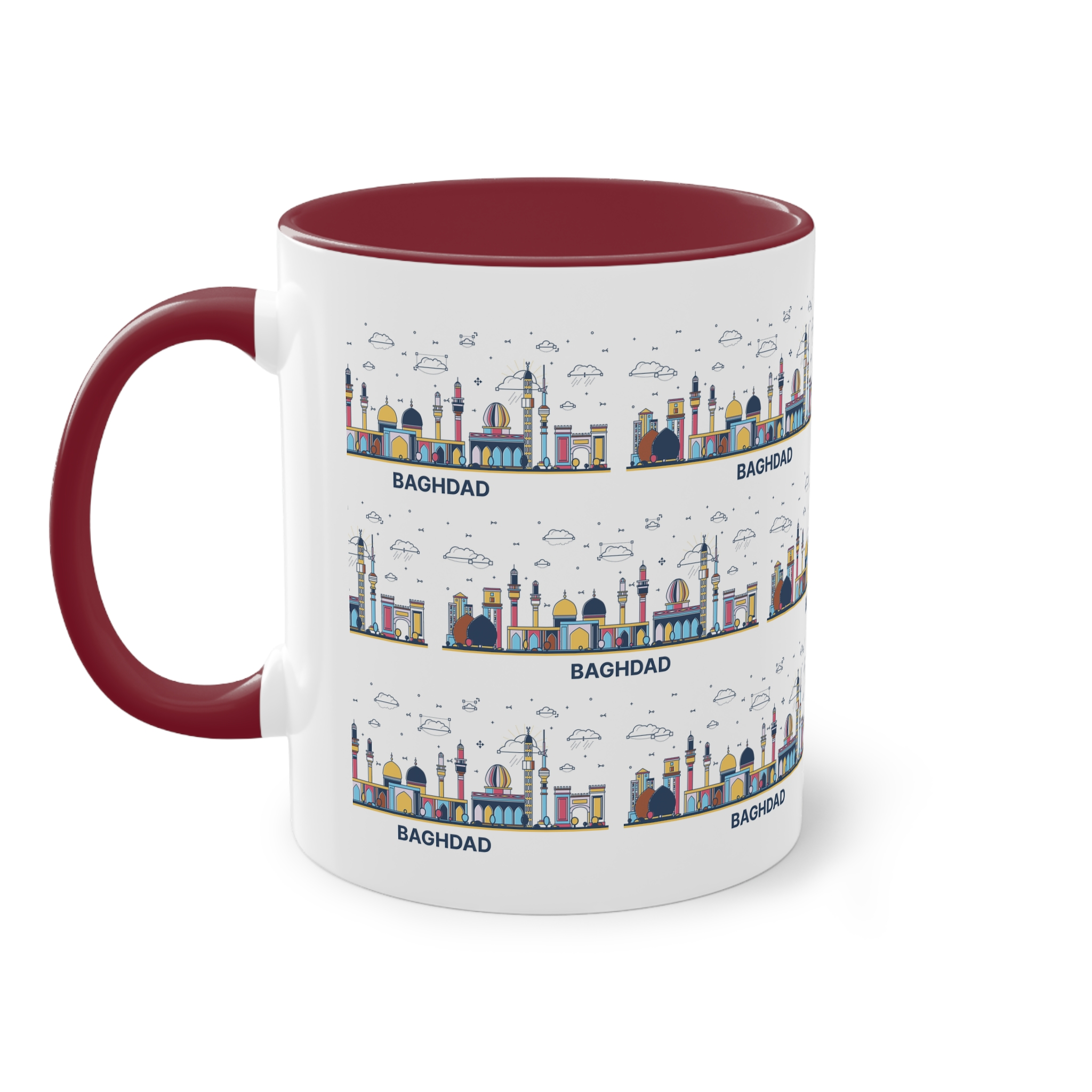 Baghdad Outline Bold Color Two Tone Coffee Mug 11oz - Image 7