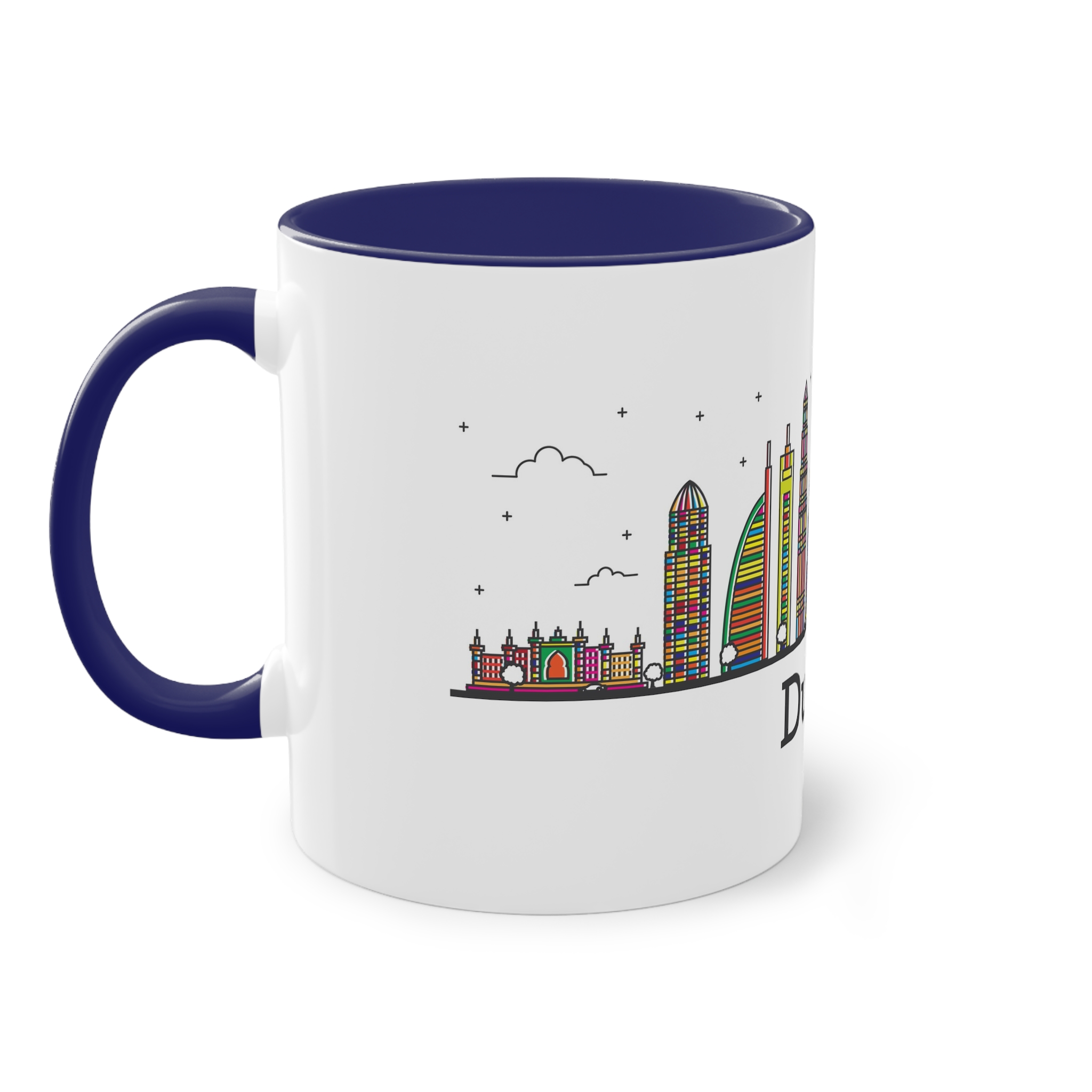 Dubai Outline Bold Color Two Tone Coffee Mug 11oz - Image 43