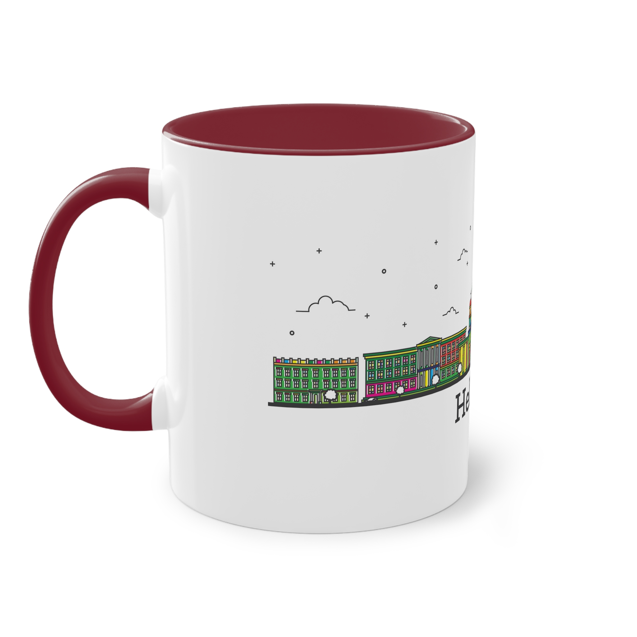 Helsinki Outline Bold Color Two Tone Coffee Mug 11oz - Image 7