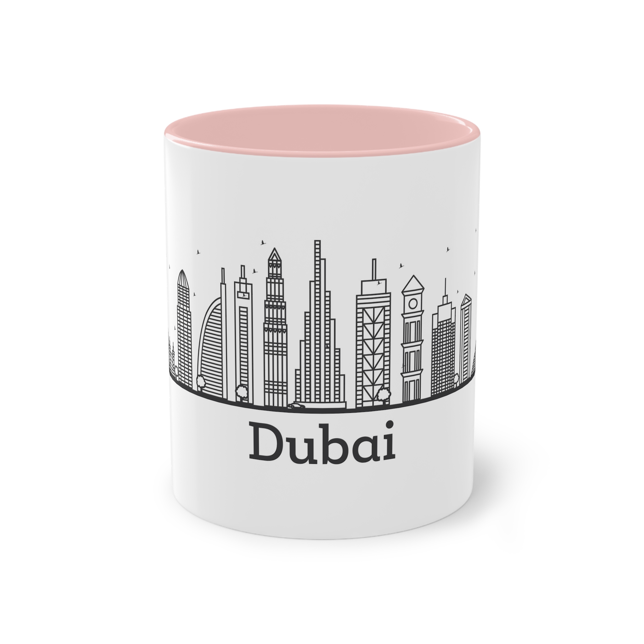 Dubai Outline Bold Two Tone Coffee Mug 11oz - Image 45