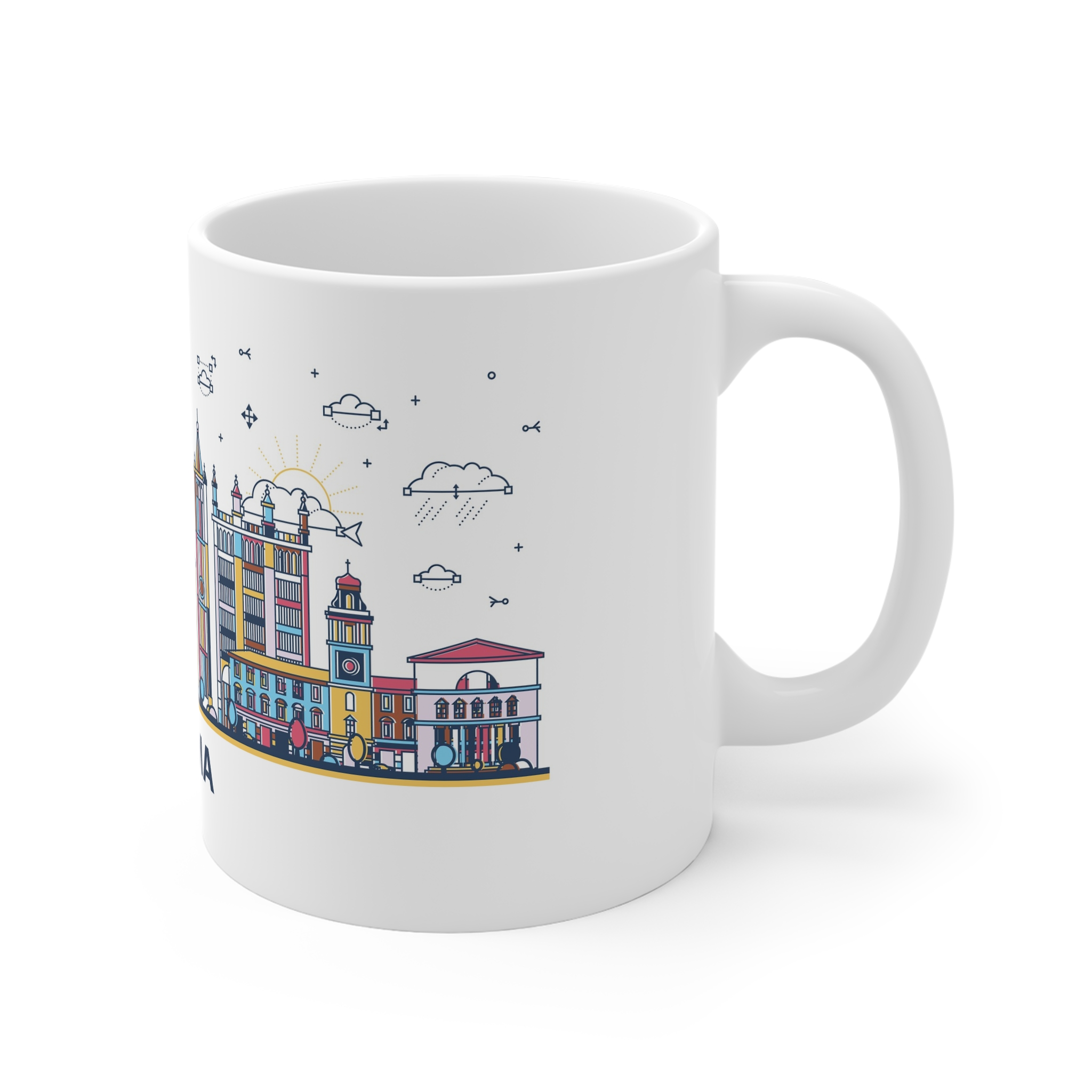 Parma Outline Bold Color 11oz White Mug - Image 3