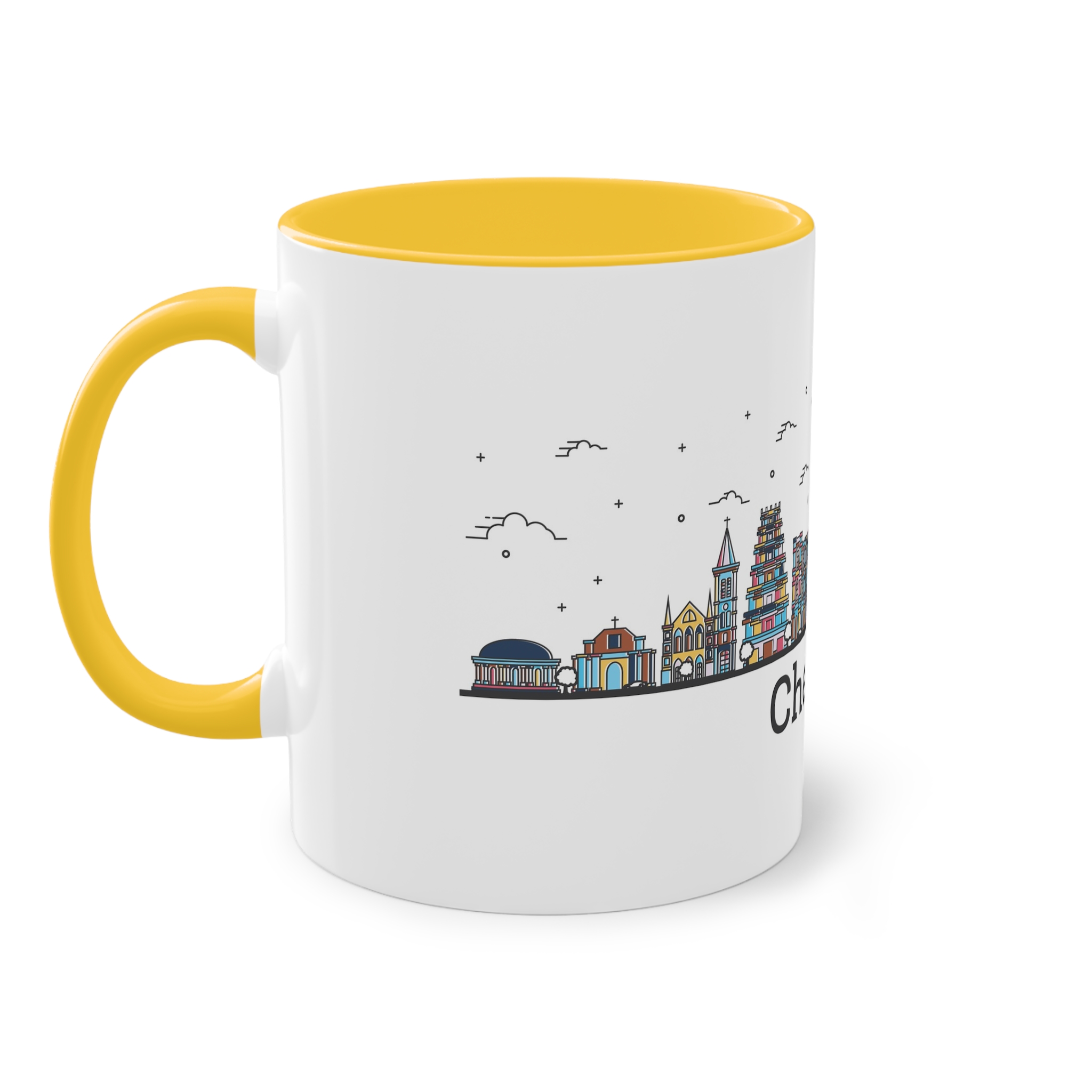 Chennai Outline Bold Color Two Tone Coffee Mug 11oz - Image 19