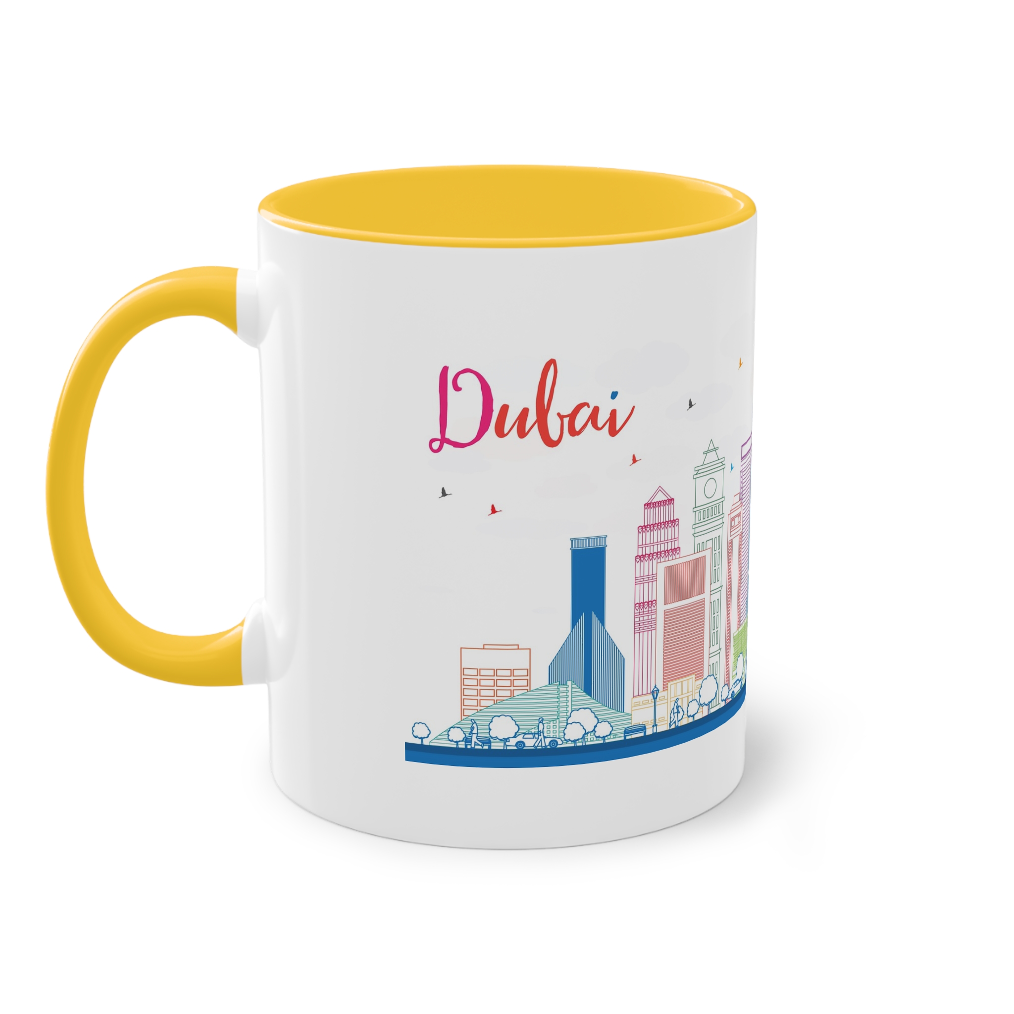 Dubai Outline Color Two Tone Coffee Mug 11oz - Image 19