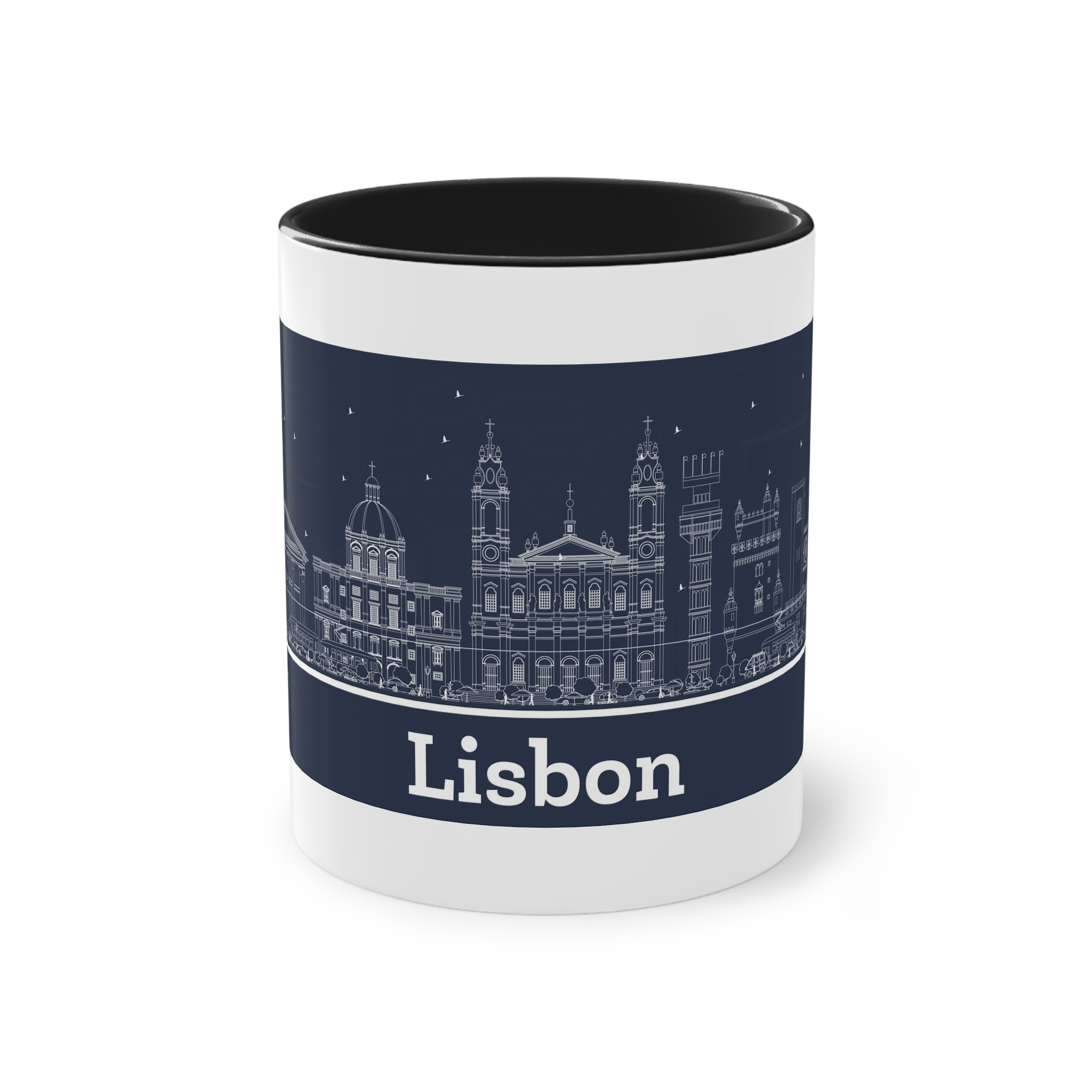 Lisbon New Outline Inverse Two Tone Coffee Mug 11oz - Image 9