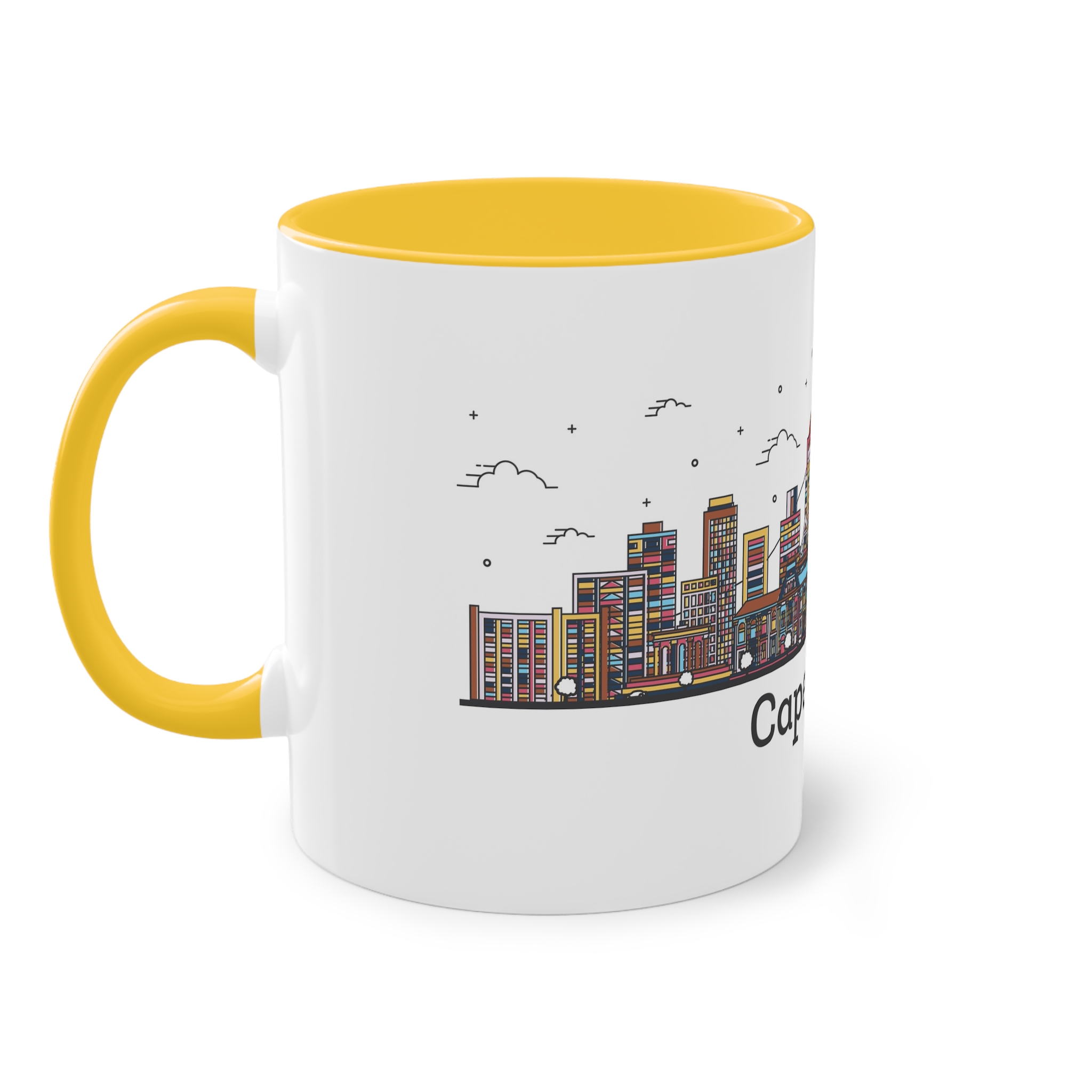 Cape Town Outline Bold Color Two Tone Coffee Mug 11oz - Image 19