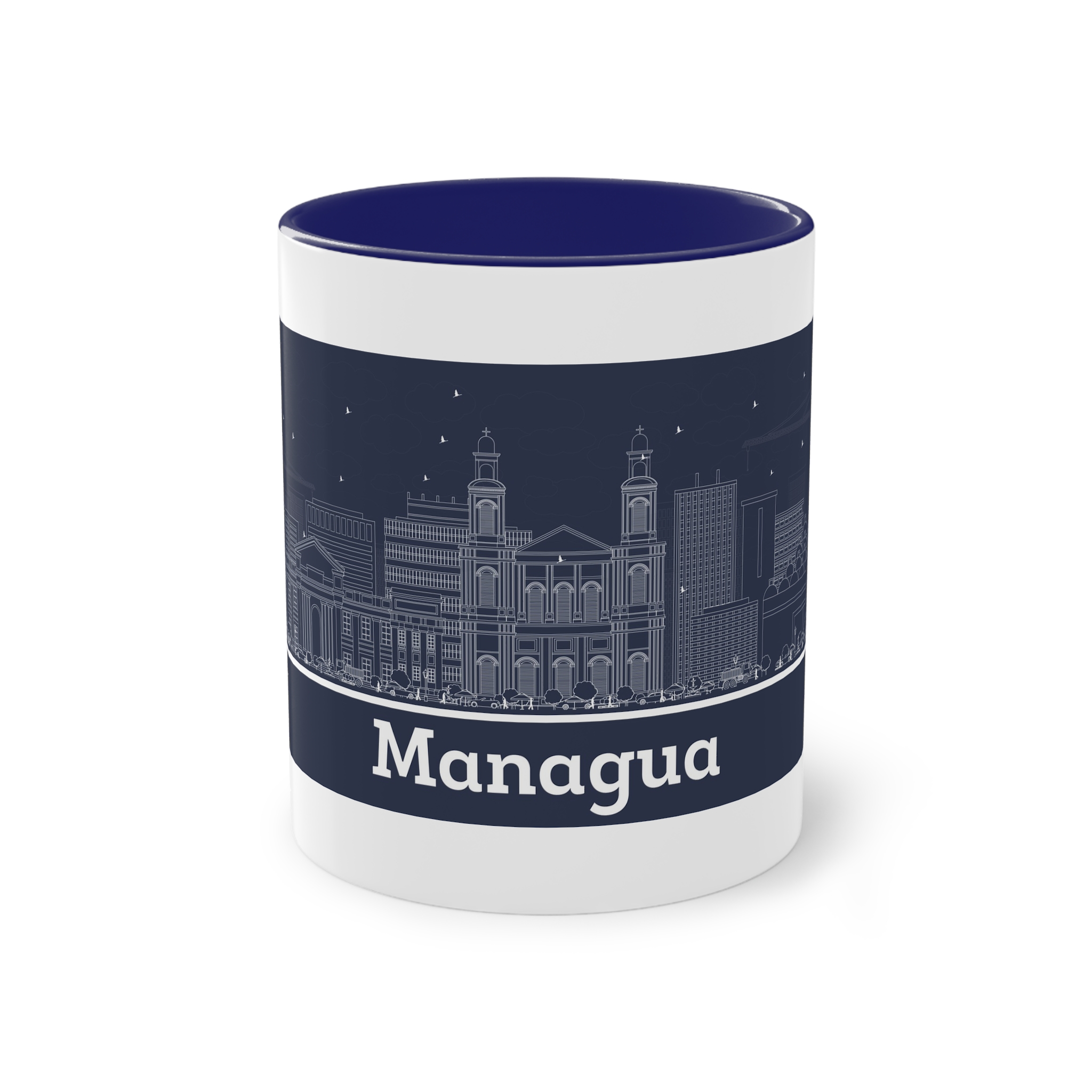 Managua Outline Inverse Two Tone Coffee Mug 11oz - Image 41