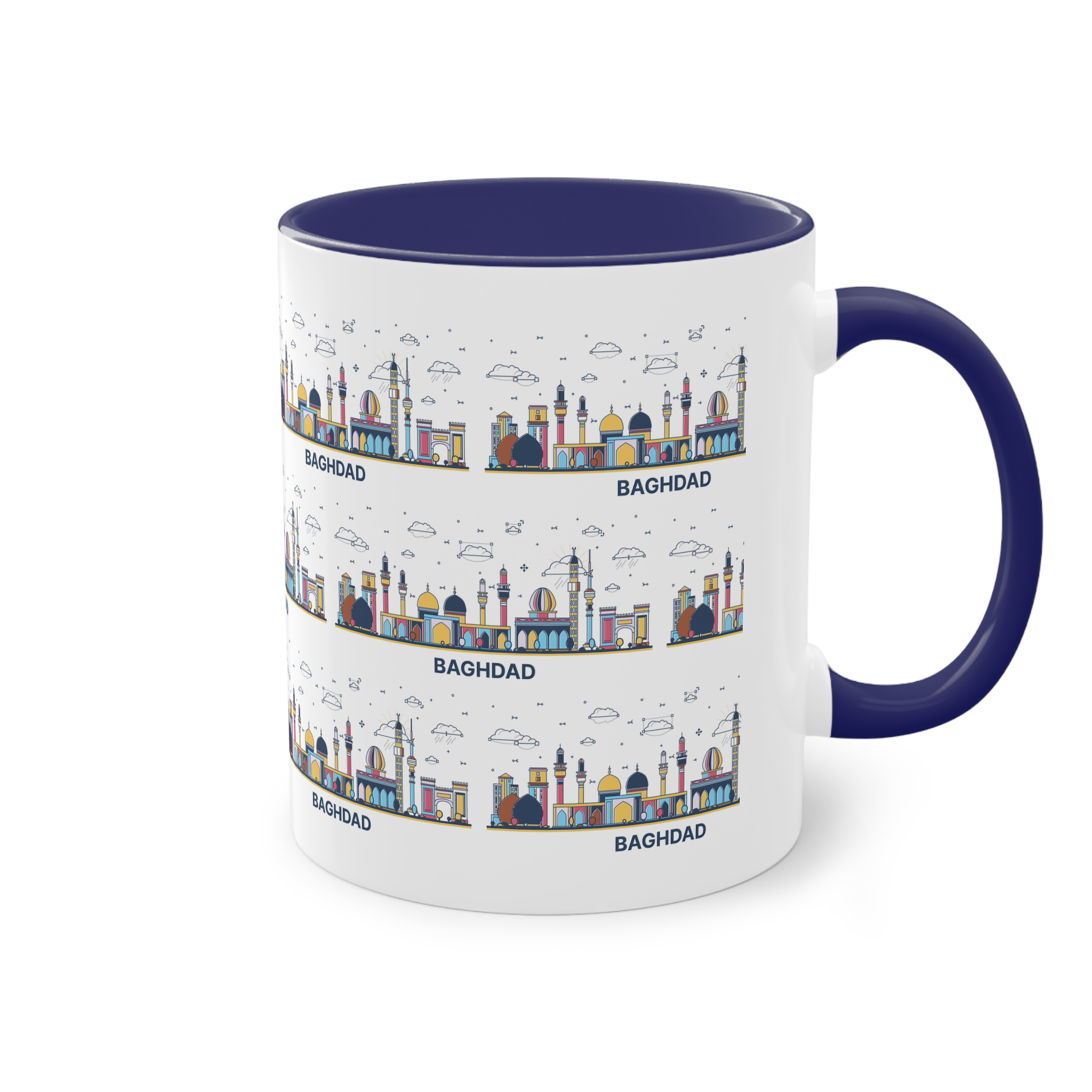 Baghdad Outline Bold Color Two Tone Coffee Mug 11oz - Image 44