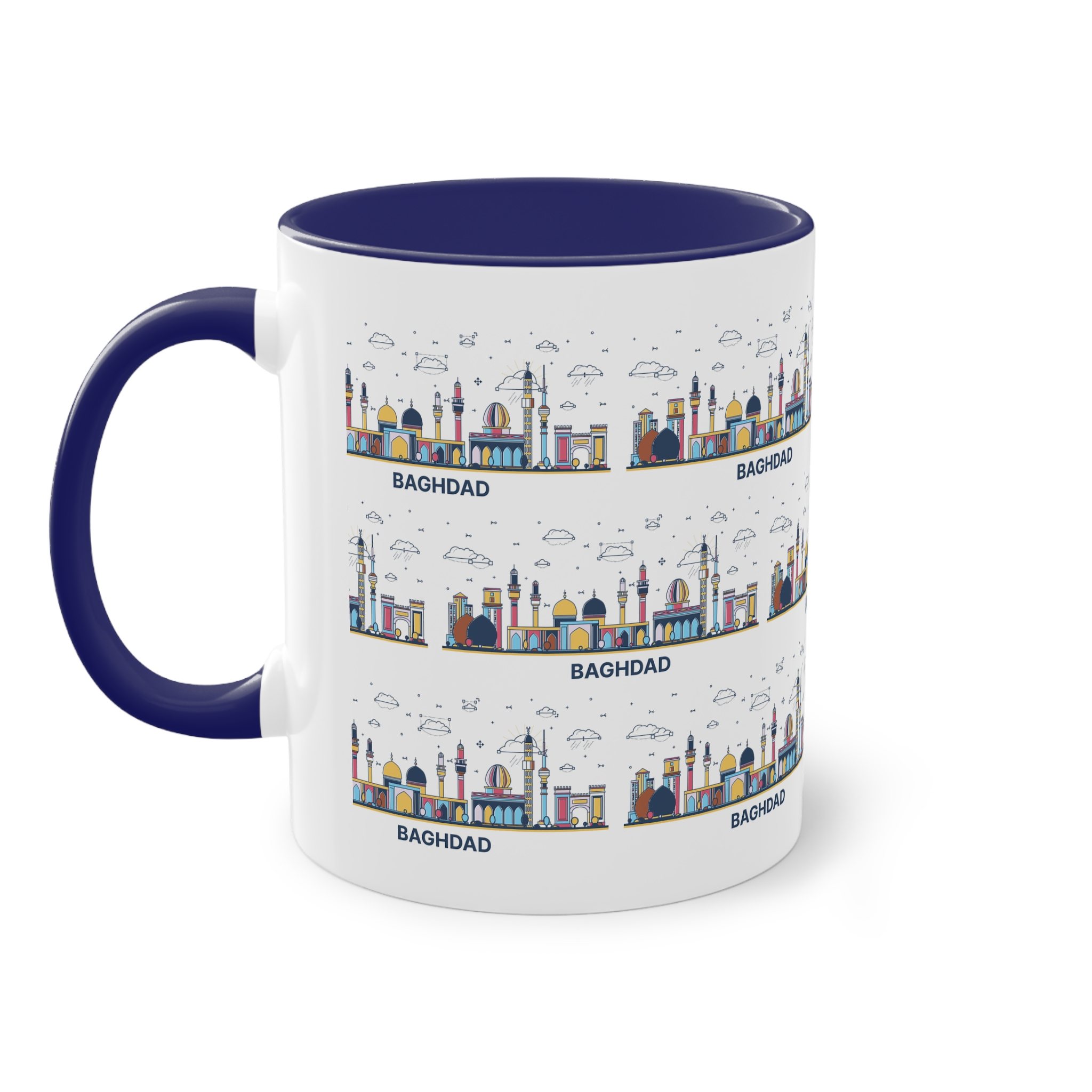 Baghdad Outline Bold Color Two Tone Coffee Mug 11oz - Image 43