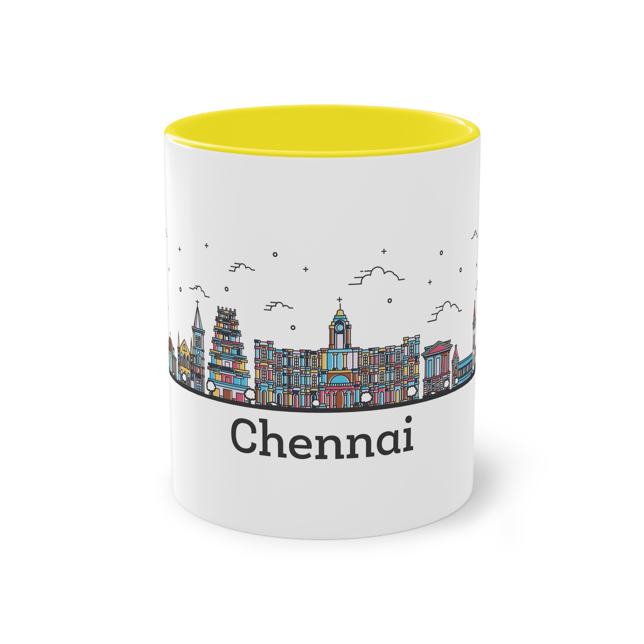 Chennai Outline Bold Color Two Tone Coffee Mug 11oz - Image 21