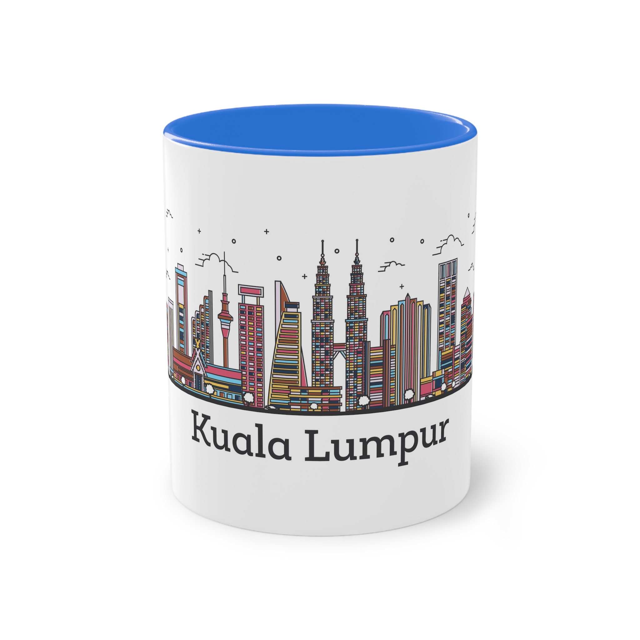 Kuala Lumpur Outline Bold Color Two Tone Coffee Mug 11oz - Image 37