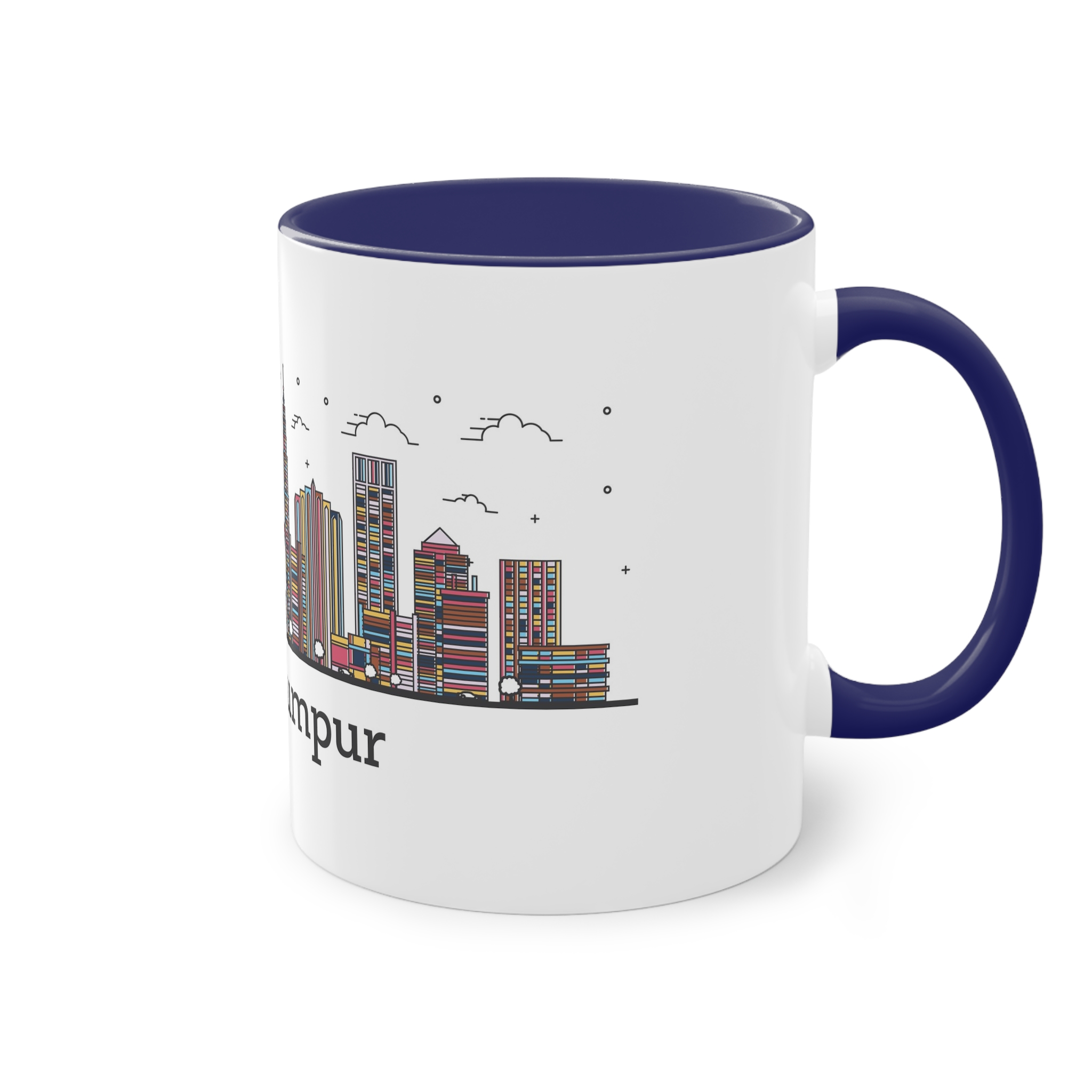 Kuala Lumpur Outline Bold Color Two Tone Coffee Mug 11oz - Image 44