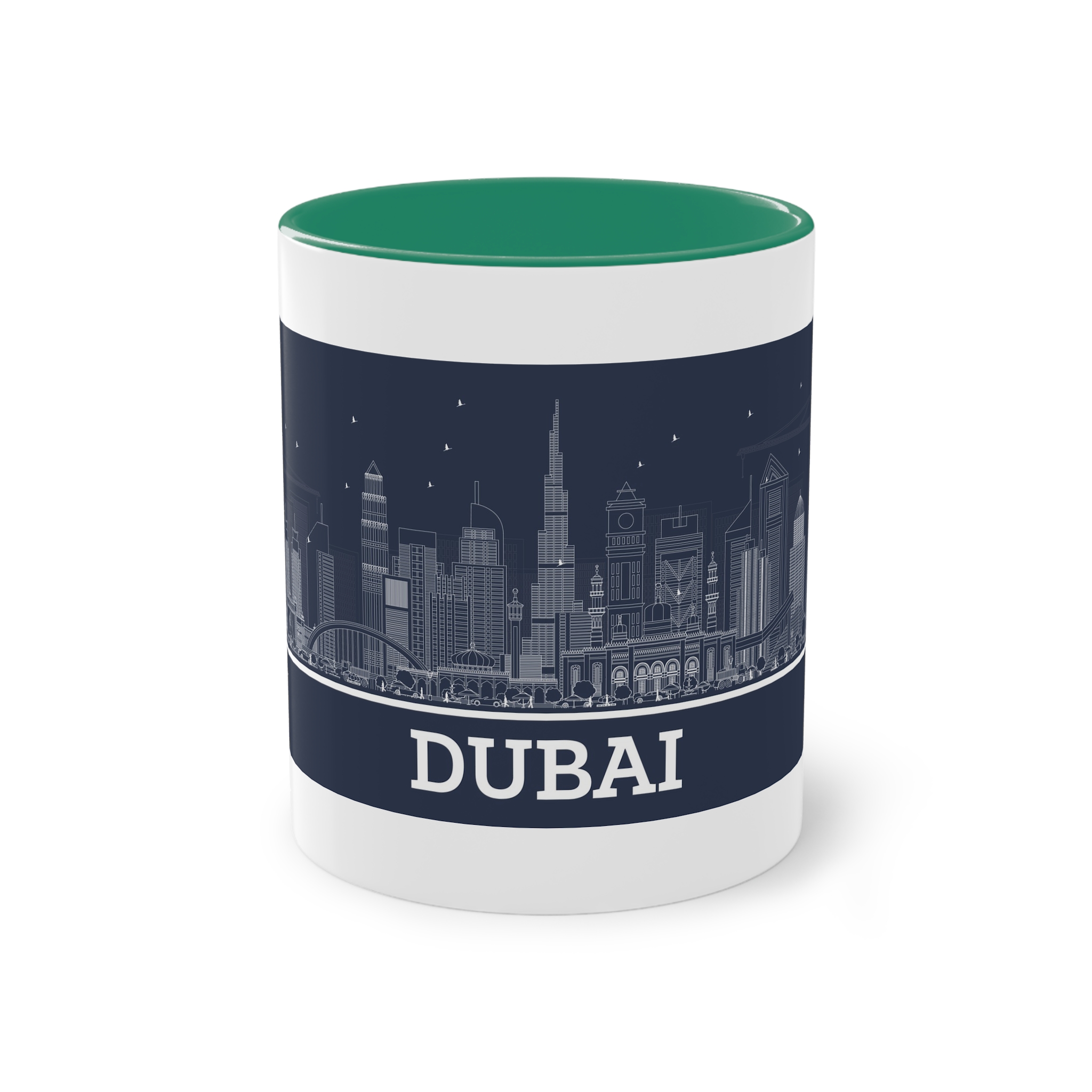 Dubai New Outline Inverse Two Tone Coffee Mug 11oz - Image 29