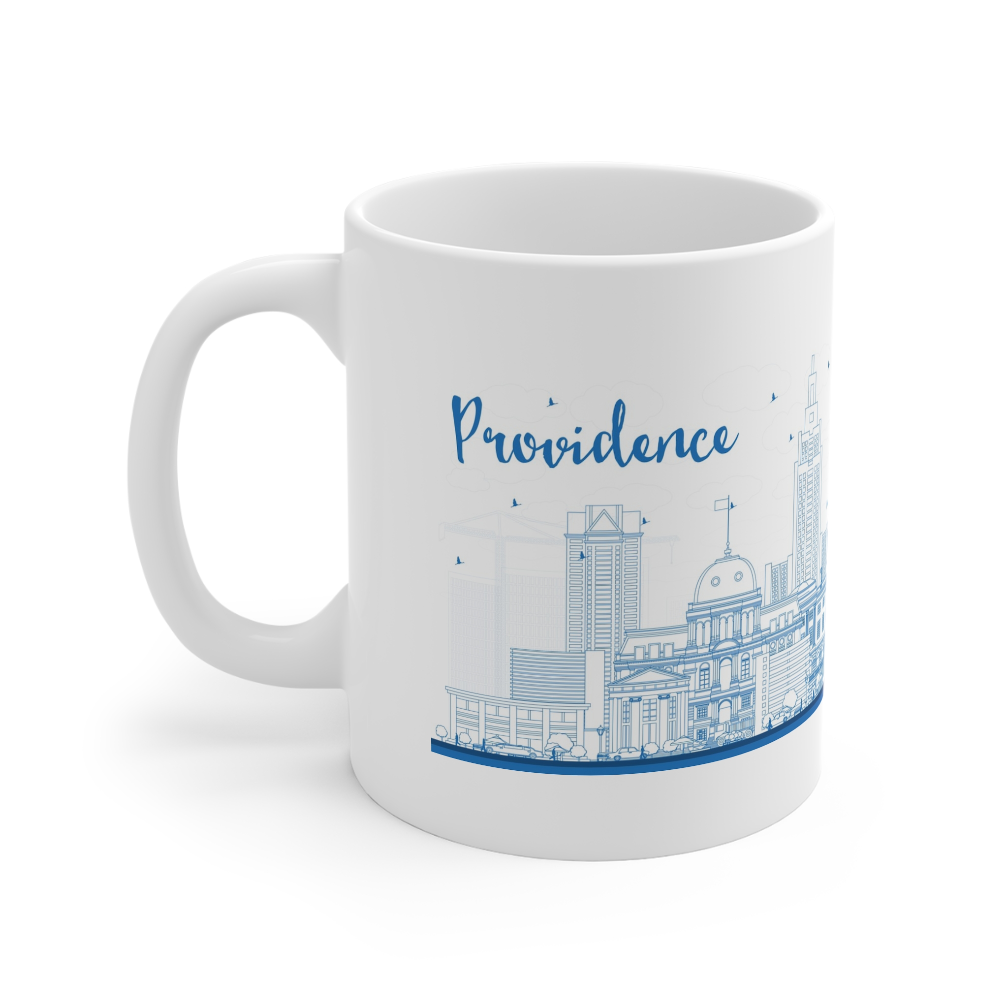 Providence Rhode Island Outline 11oz White Mug - Image 2