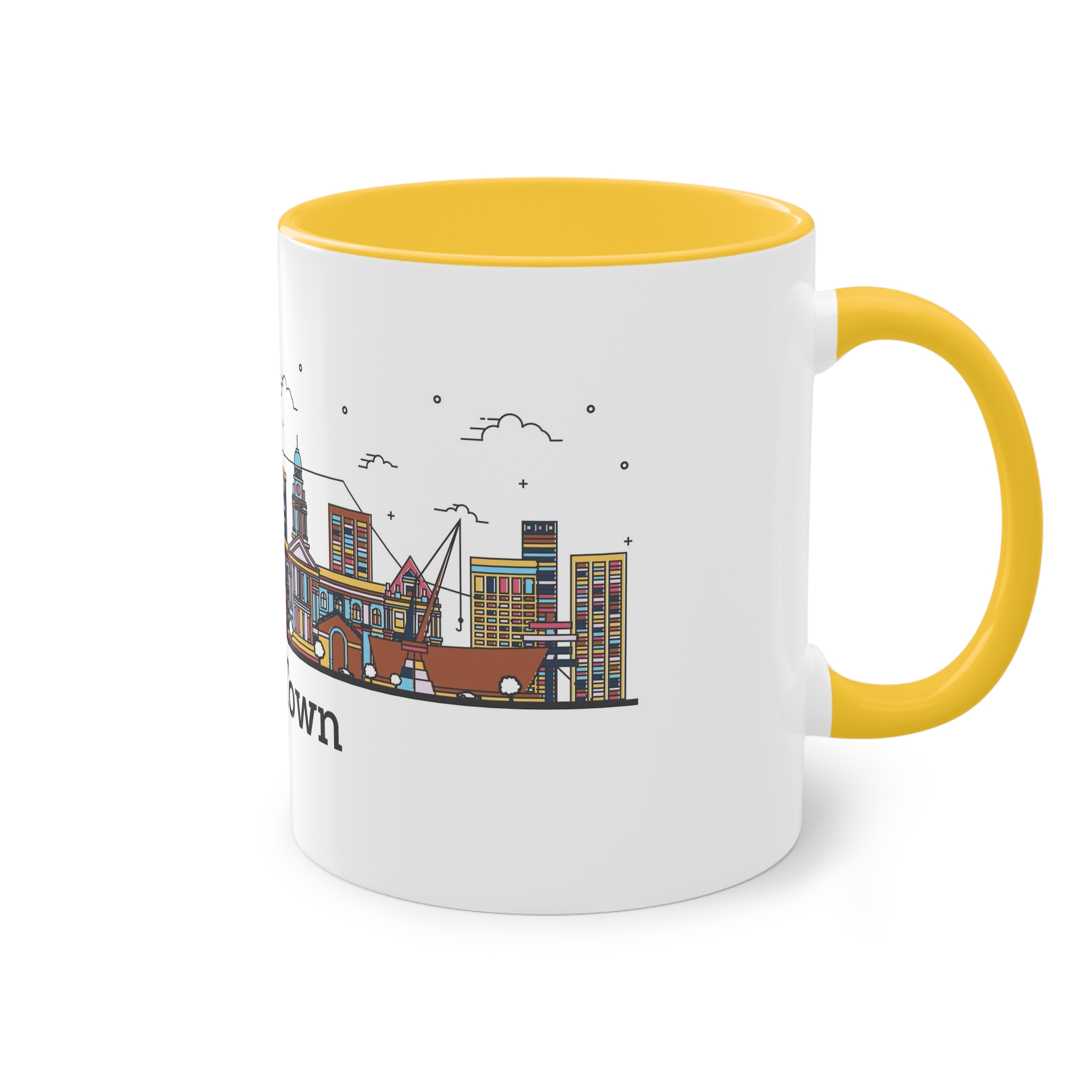 Cape Town Outline Bold Color Two Tone Coffee Mug 11oz - Image 20