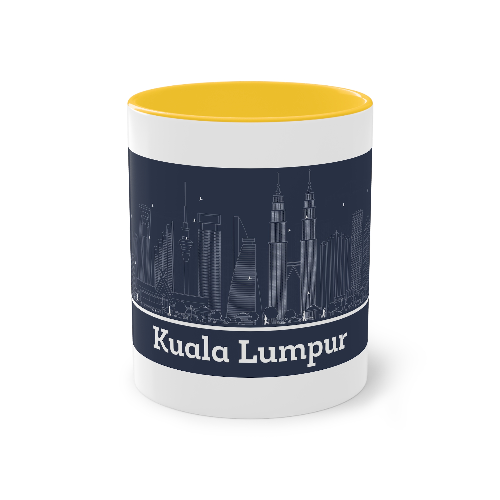 Kuala Lumpur Outline Inverse Two Tone Coffee Mug 11oz - Image 17
