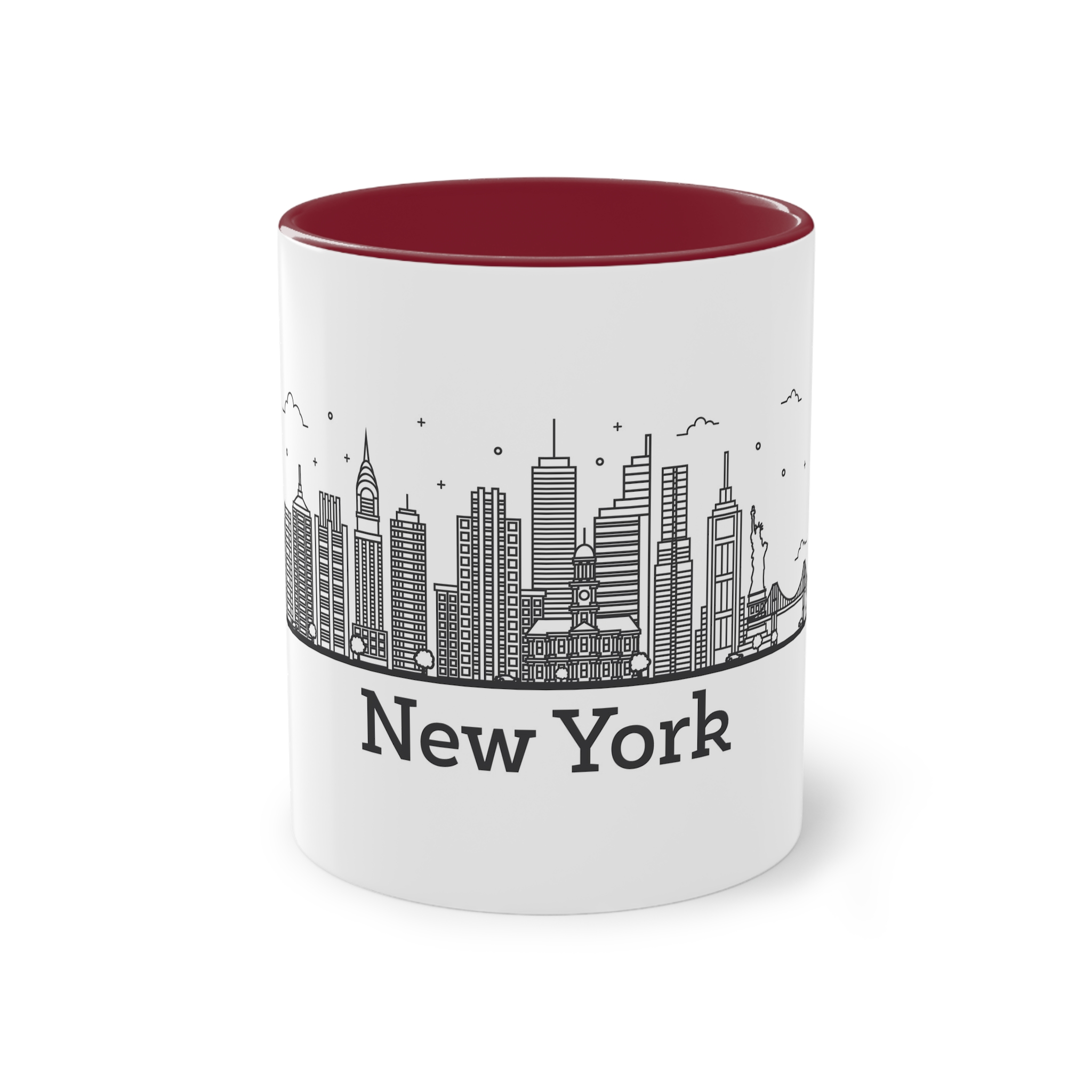 New York Outline Bold 2018 Two Tone Coffee Mug 11oz - Image 5