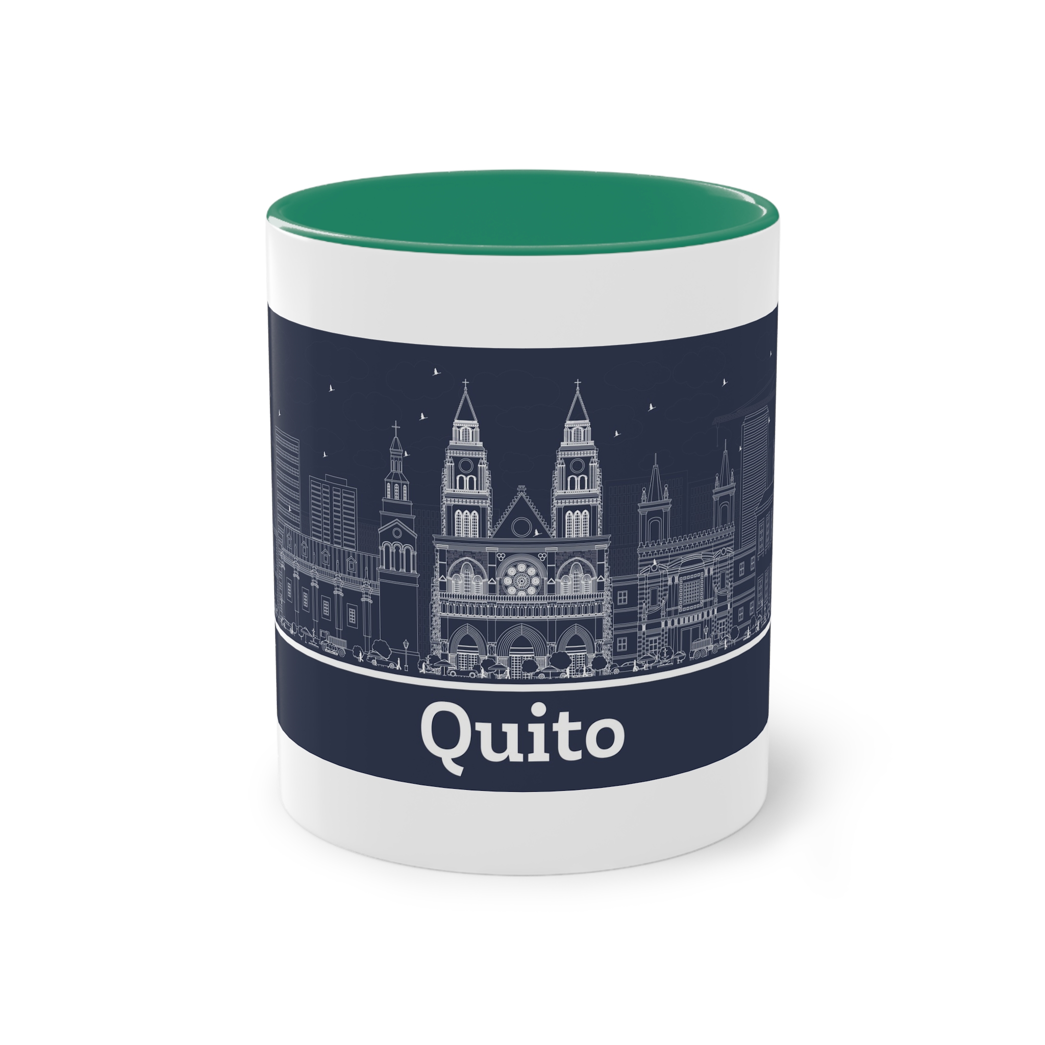 Quito Outline Inverse Two Tone Coffee Mug 11oz - Image 29