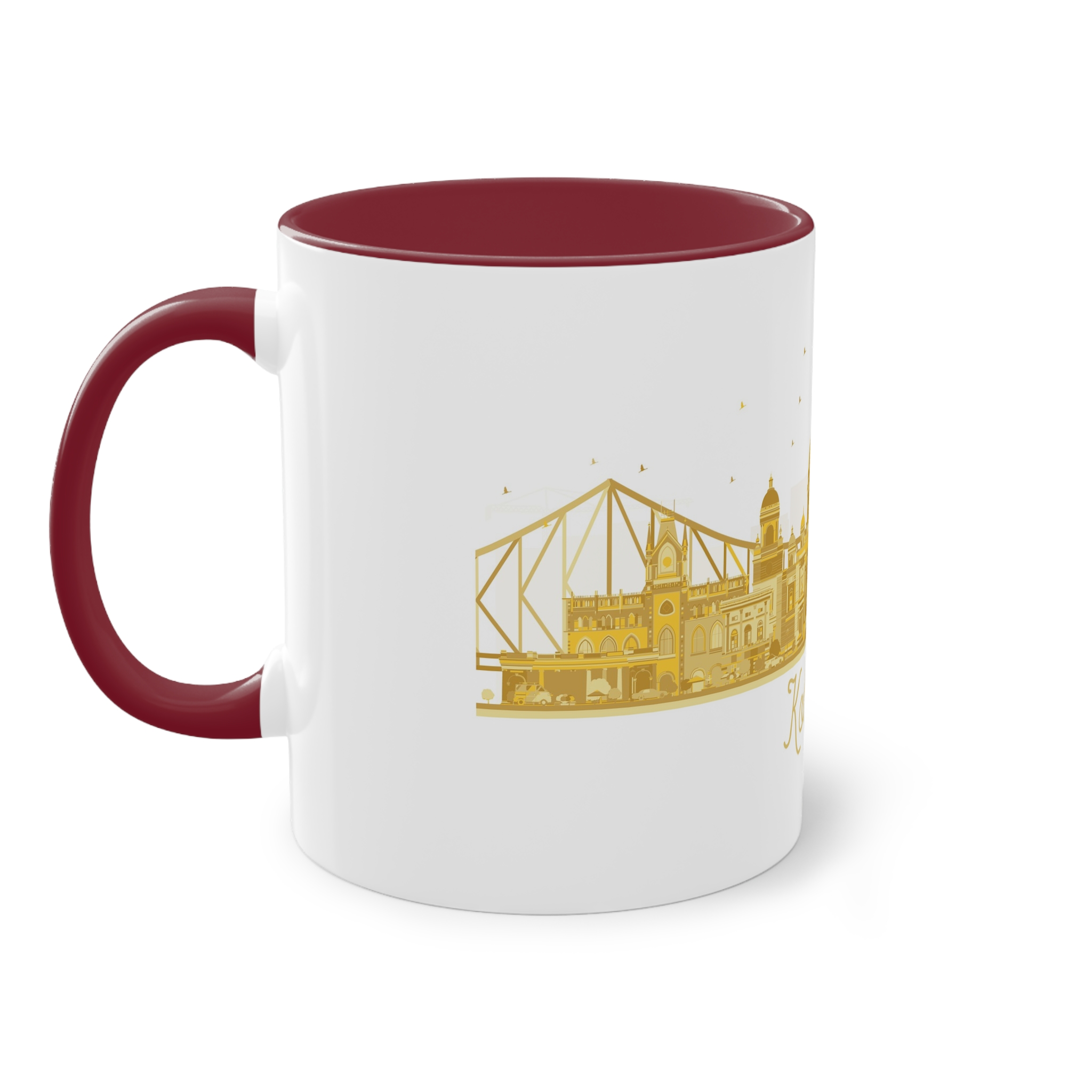 Kolkata Silhouette Golden 1 Two Tone Coffee Mug 11oz - Image 7