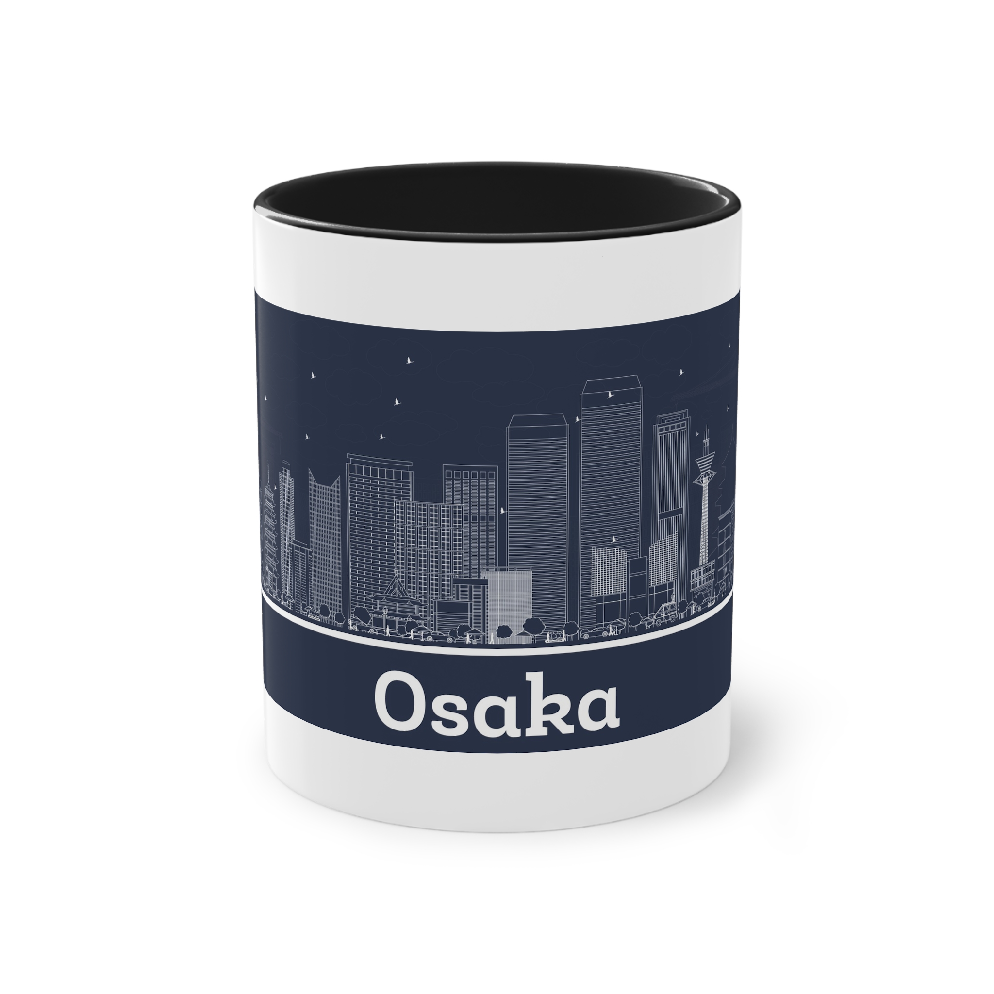 Osaka Outline Inverse Two Tone Coffee Mug 11oz - Image 9