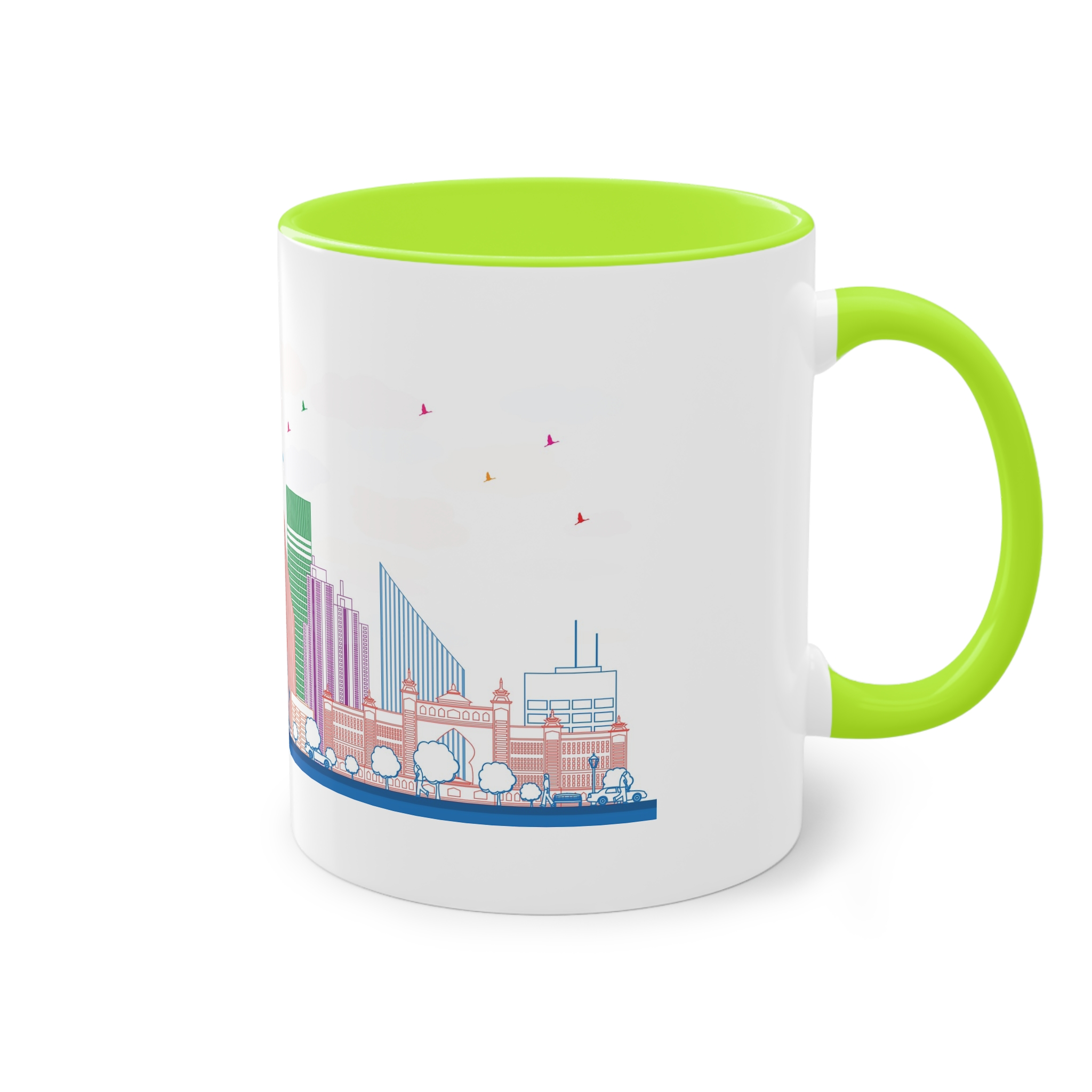 Dubai Outline Color Two Tone Coffee Mug 11oz - Image 28