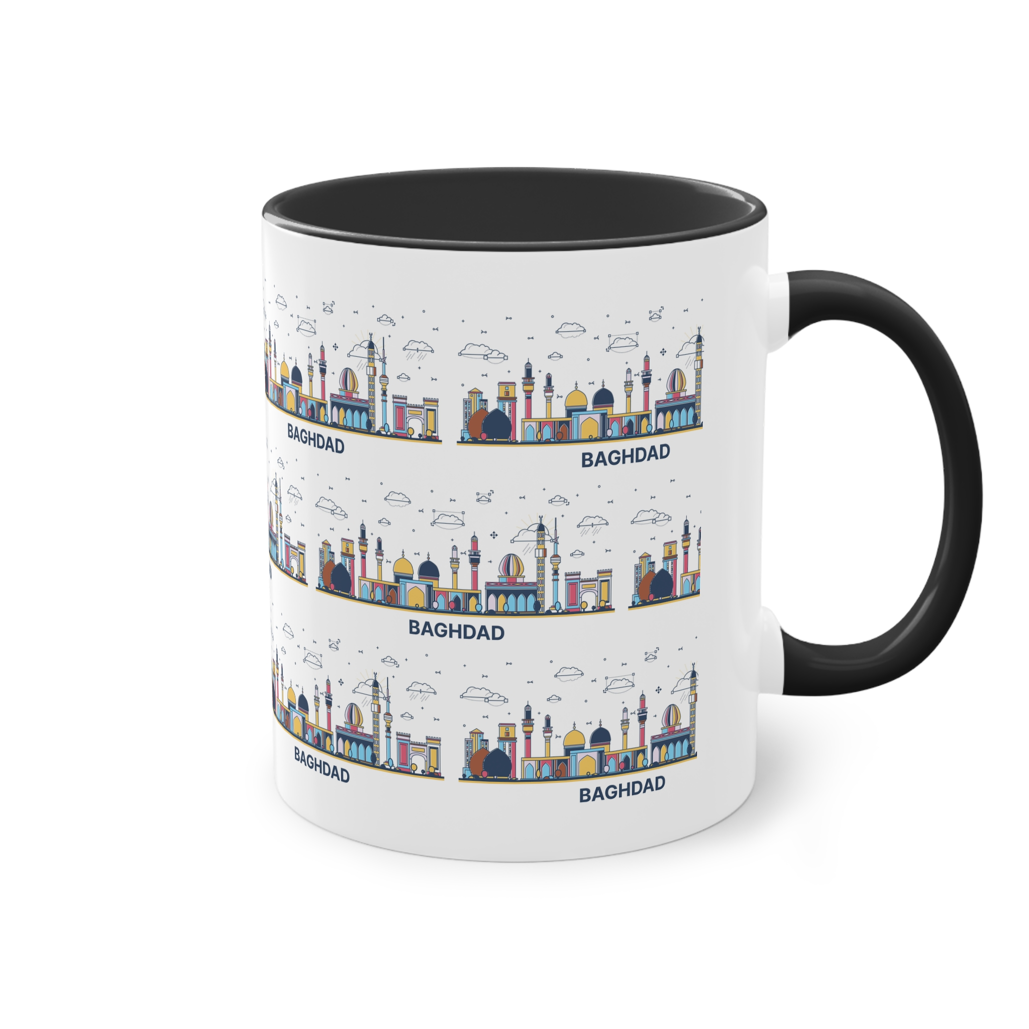 Baghdad Outline Bold Color Two Tone Coffee Mug 11oz - Image 12
