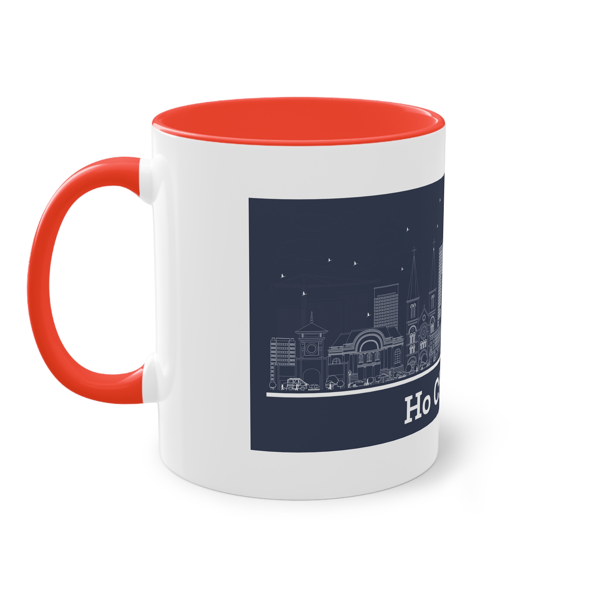 Ho Chi Minh Outline Inverse Two Tone Coffee Mug 11oz - Image 3