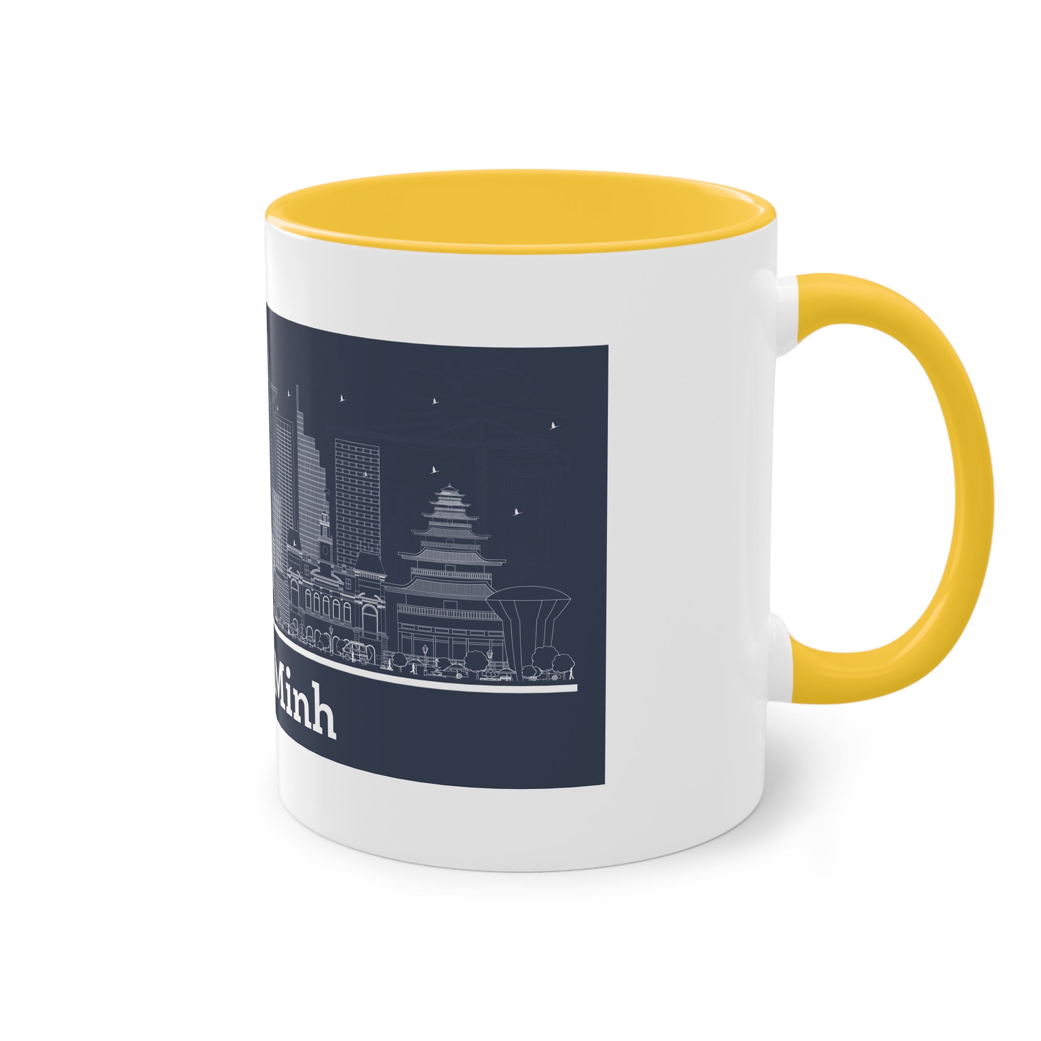Ho Chi Minh Outline Inverse Two Tone Coffee Mug 11oz - Image 20
