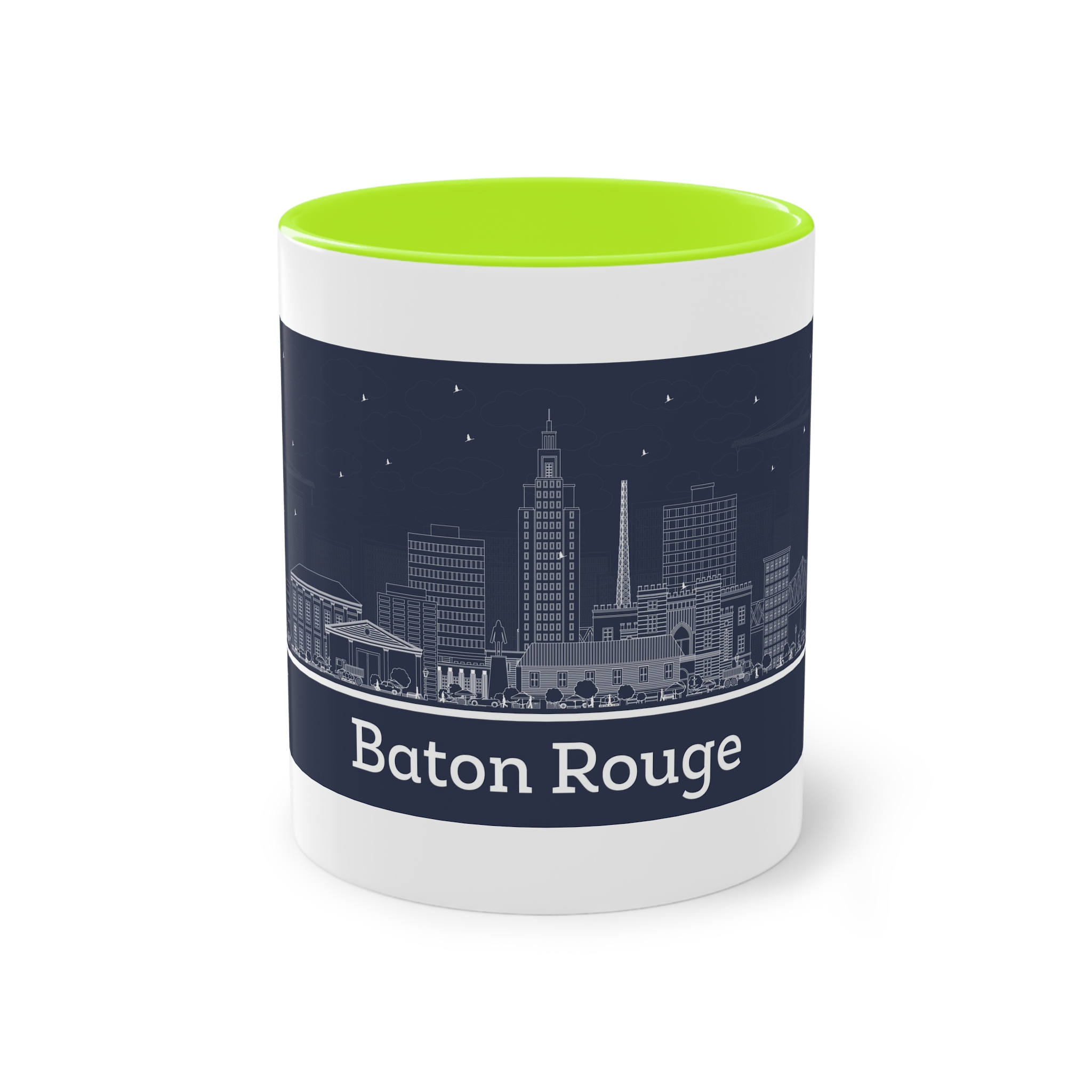 Baton Rouge Outline Inverse Two Tone Coffee Mug 11oz - Image 25