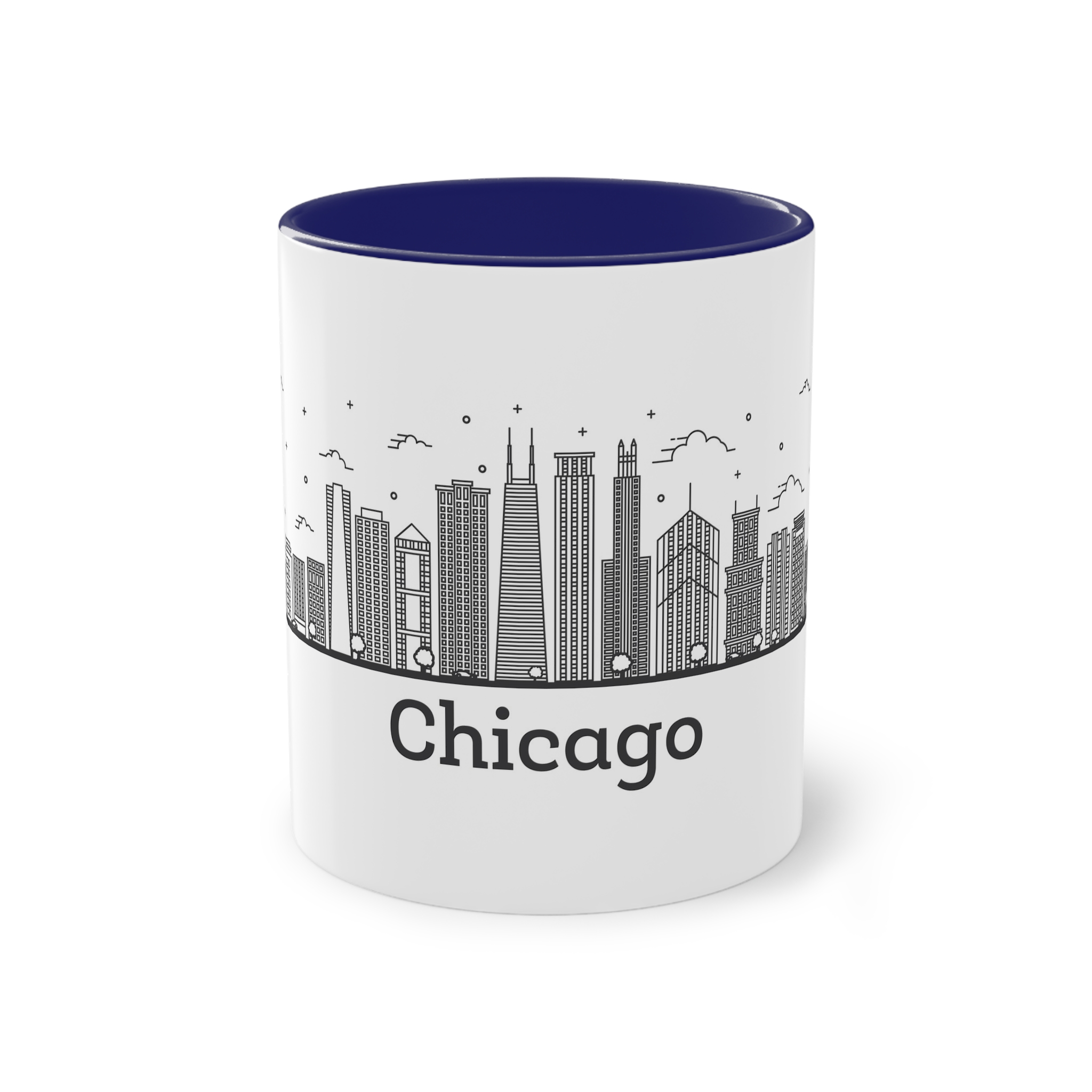 Chicago Outline Bold Two Tone Coffee Mug 11oz - Image 41