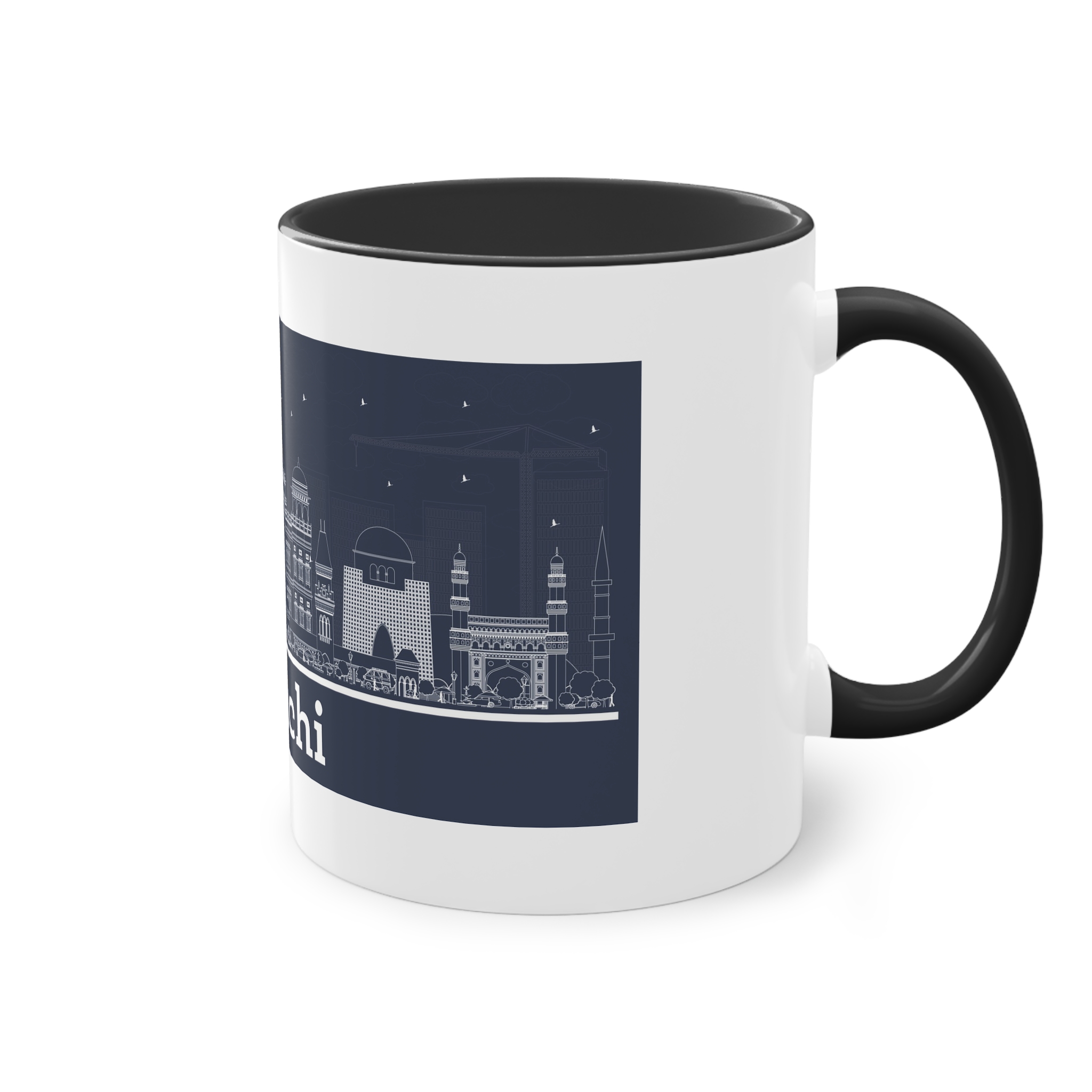 Karachi Outline Inverse Two Tone Coffee Mug 11oz - Image 12