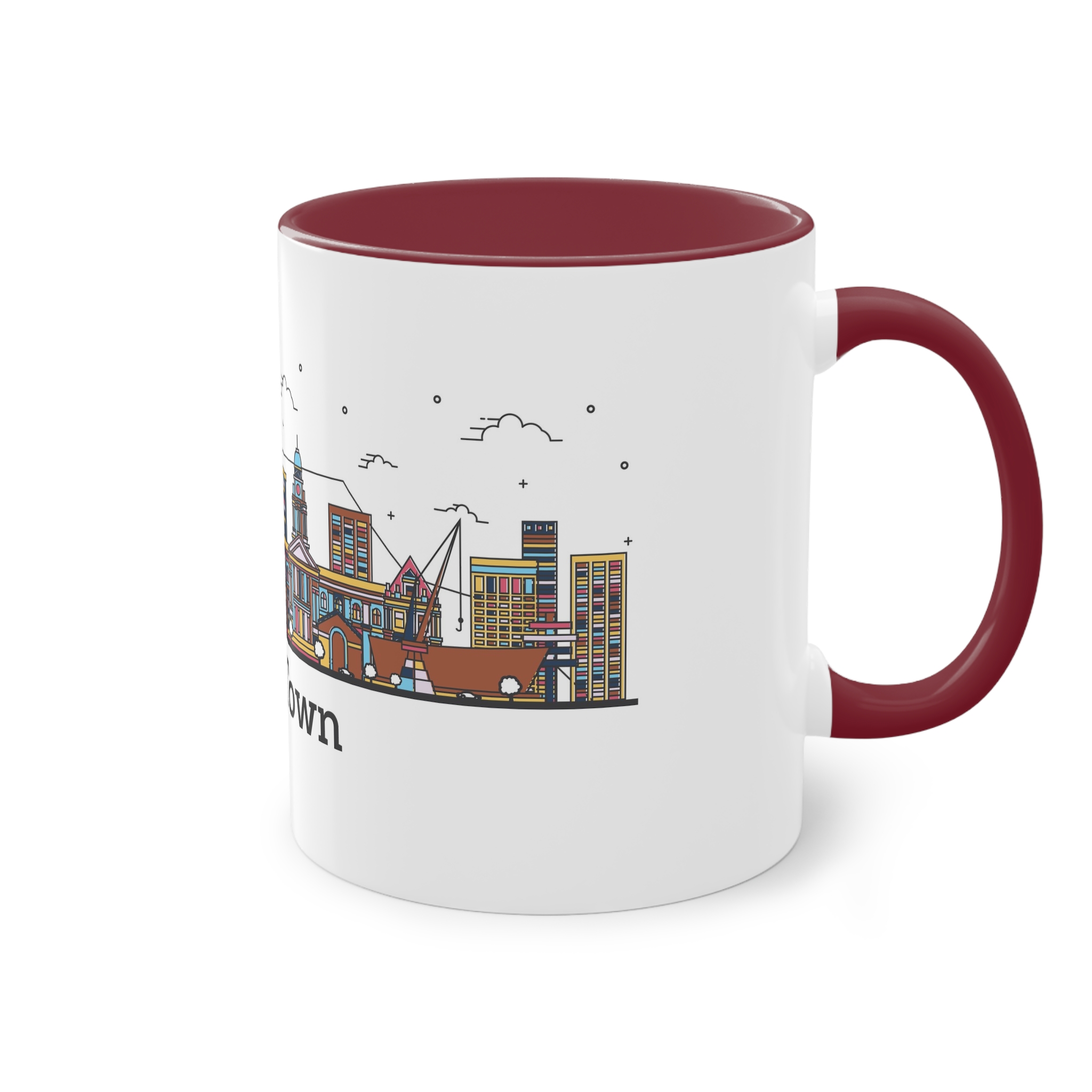Cape Town Outline Bold Color Two Tone Coffee Mug 11oz - Image 8