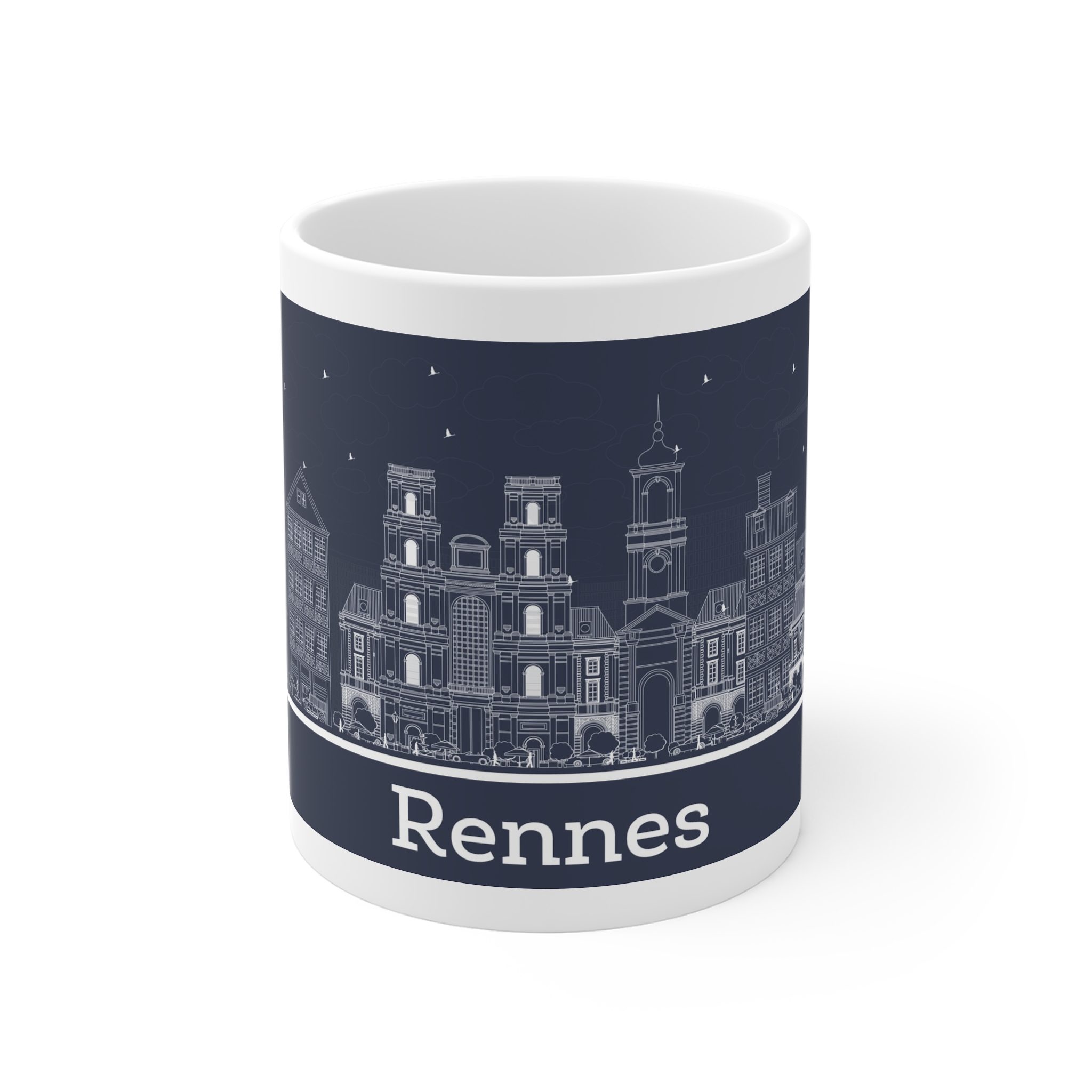 Rennes Outline Inverse 11oz White Mug