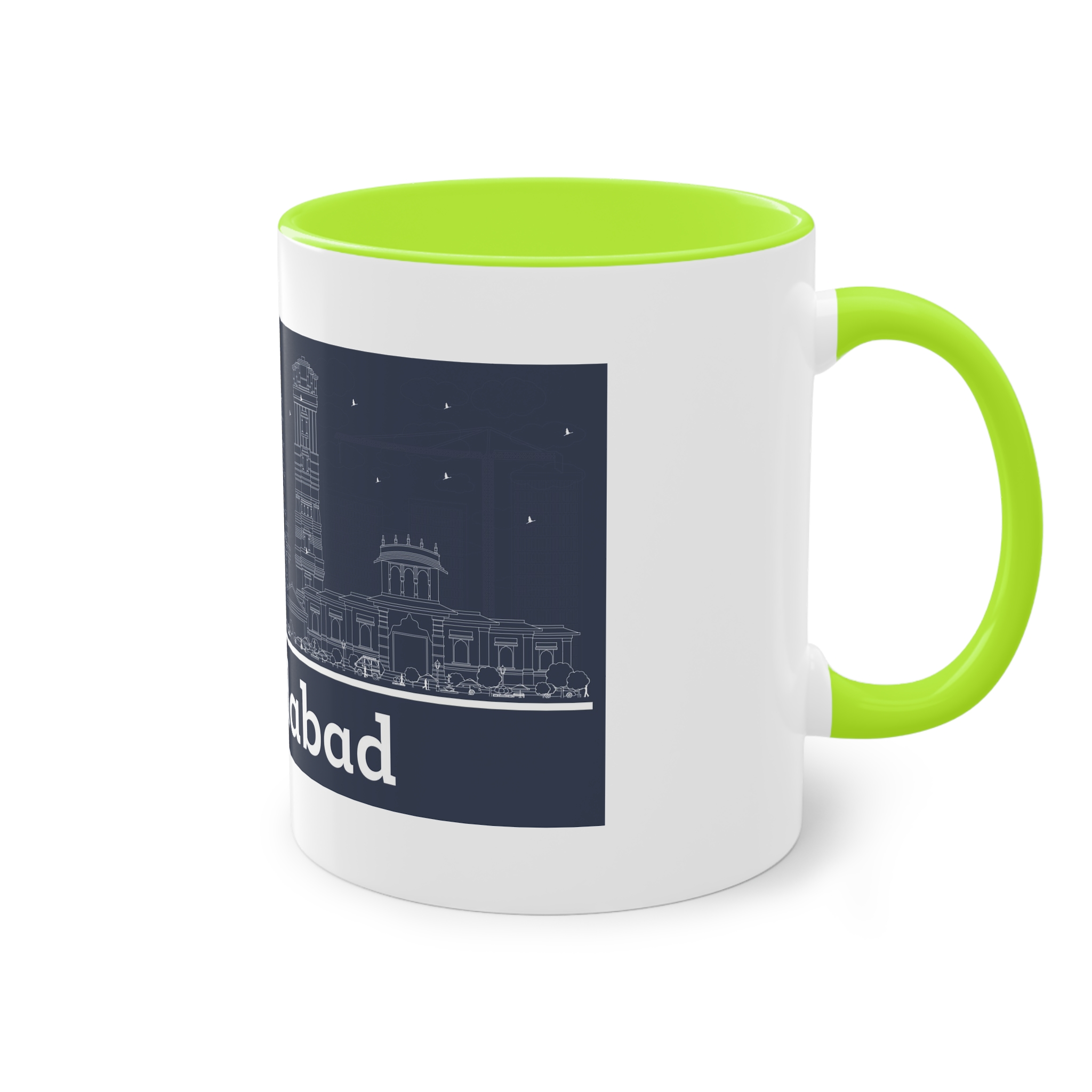 Ahmedabad Outline Inverse Two Tone Coffee Mug 11oz - Image 28