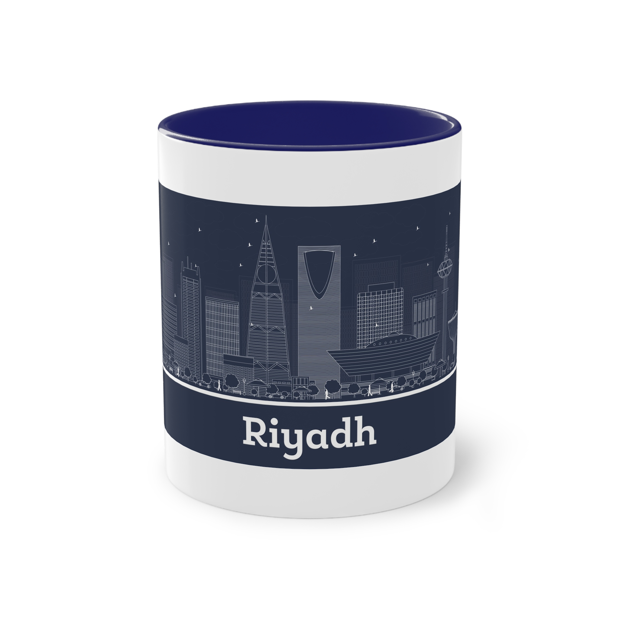 Riyadh Outline Inverse Two Tone Coffee Mug 11oz - Image 41