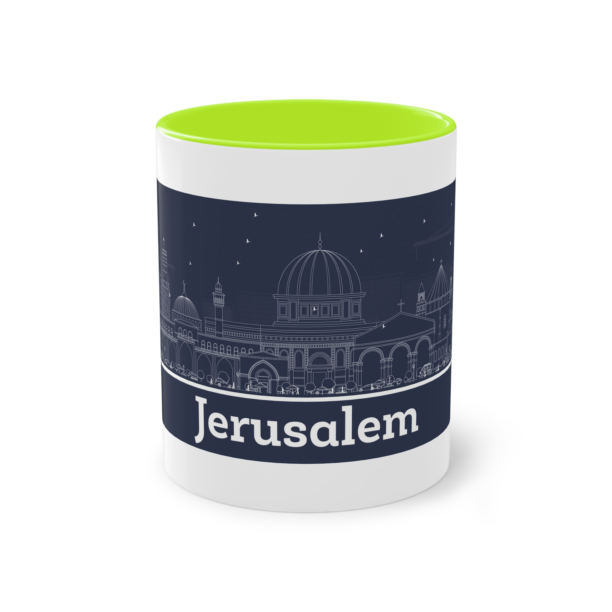 Jerusalem Outline Inverse Two Tone Coffee Mug 11oz - Image 25