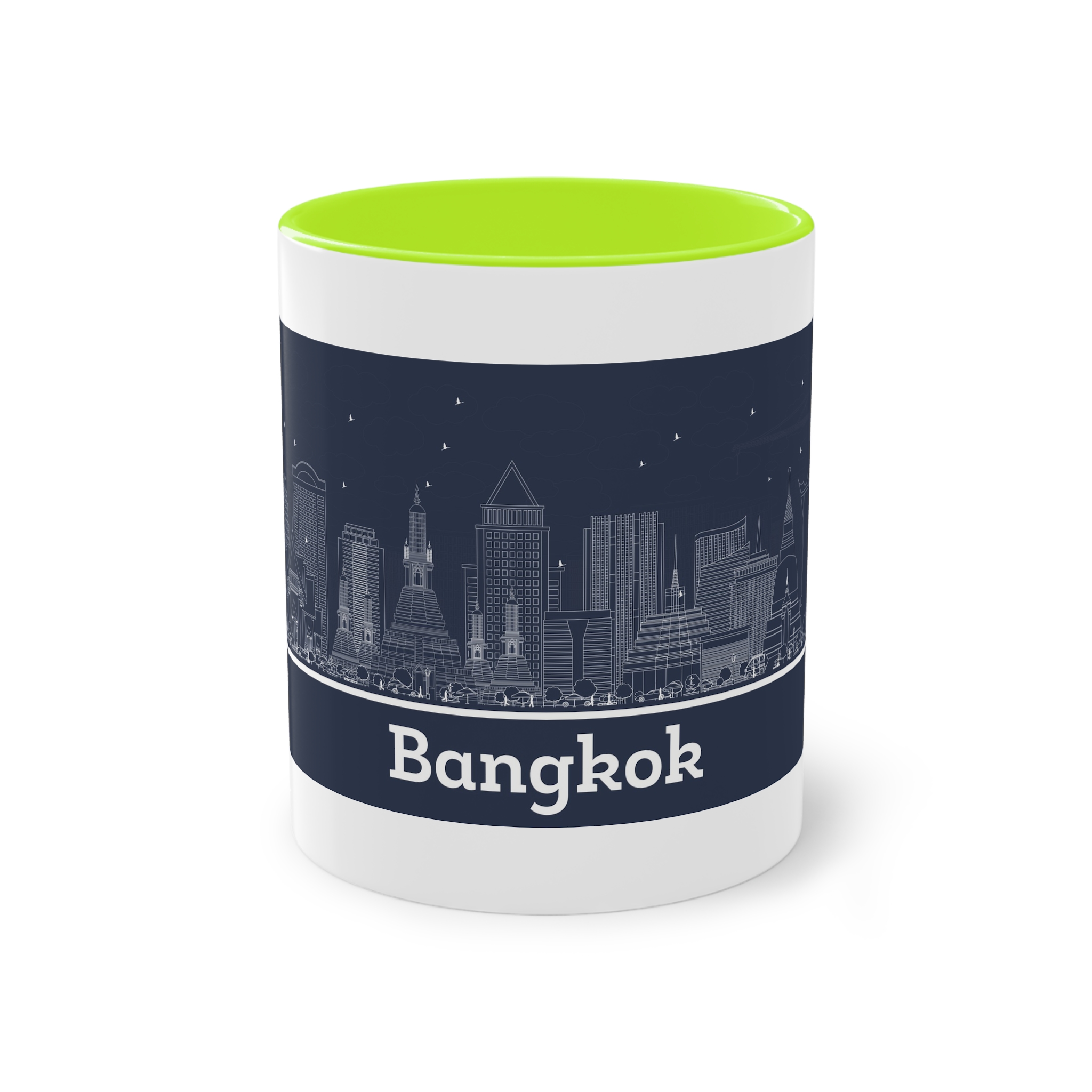 Bangkok Outline Inverse Two Tone Coffee Mug 11oz - Image 25