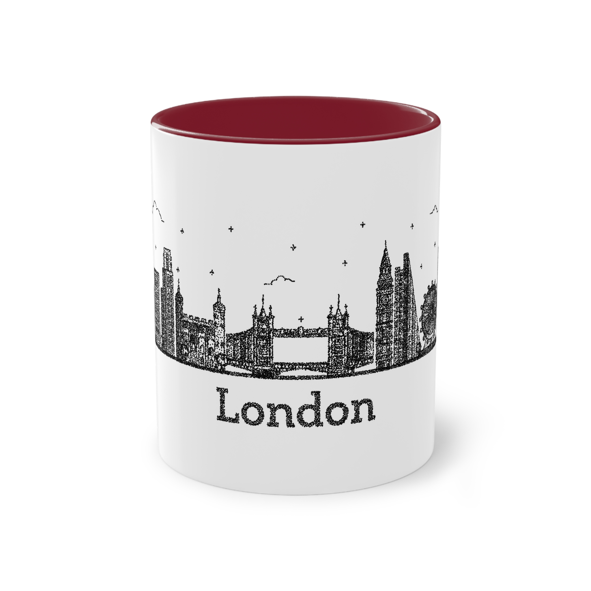London Outline Bold Color Texture Two Tone Coffee Mug 11oz - Image 5