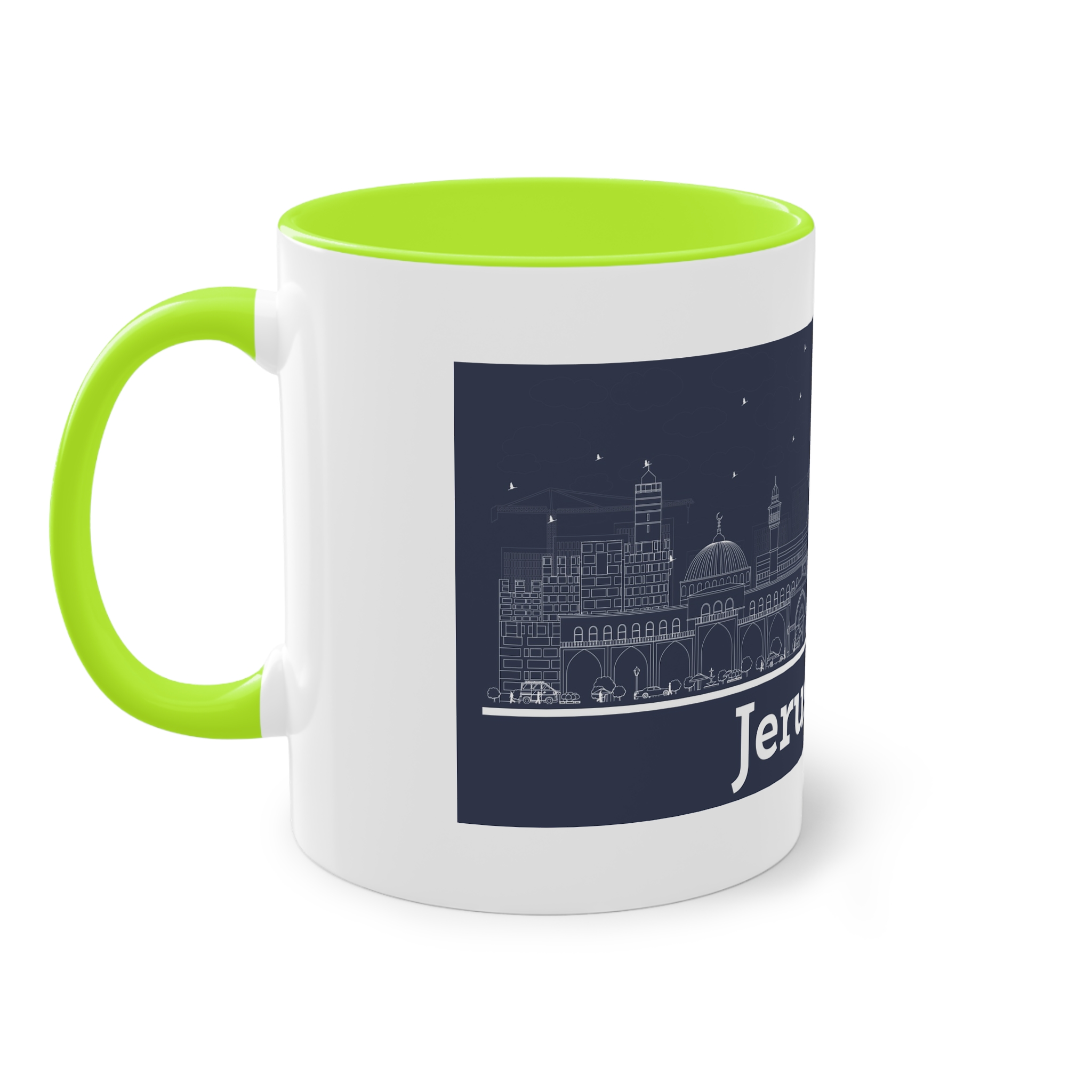 Jerusalem Outline Inverse Two Tone Coffee Mug 11oz - Image 27
