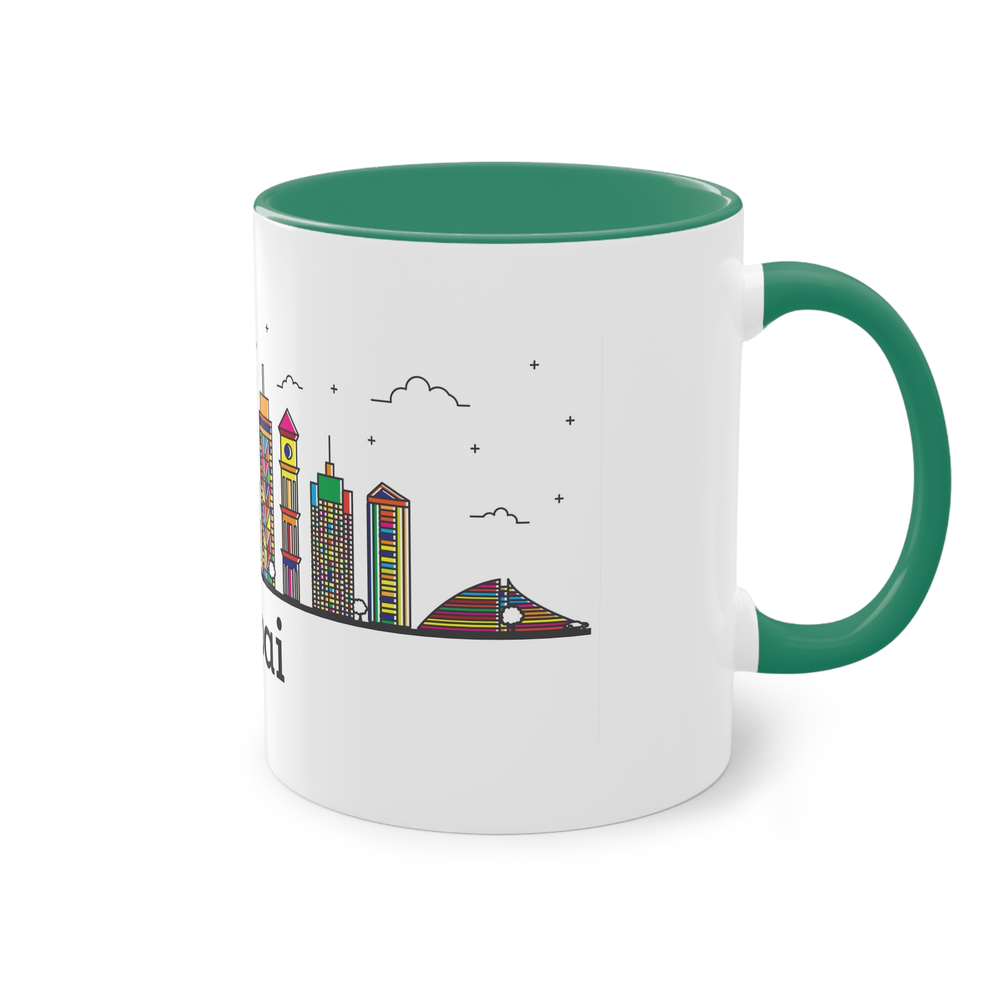 Dubai Outline Bold Color Two Tone Coffee Mug 11oz - Image 32