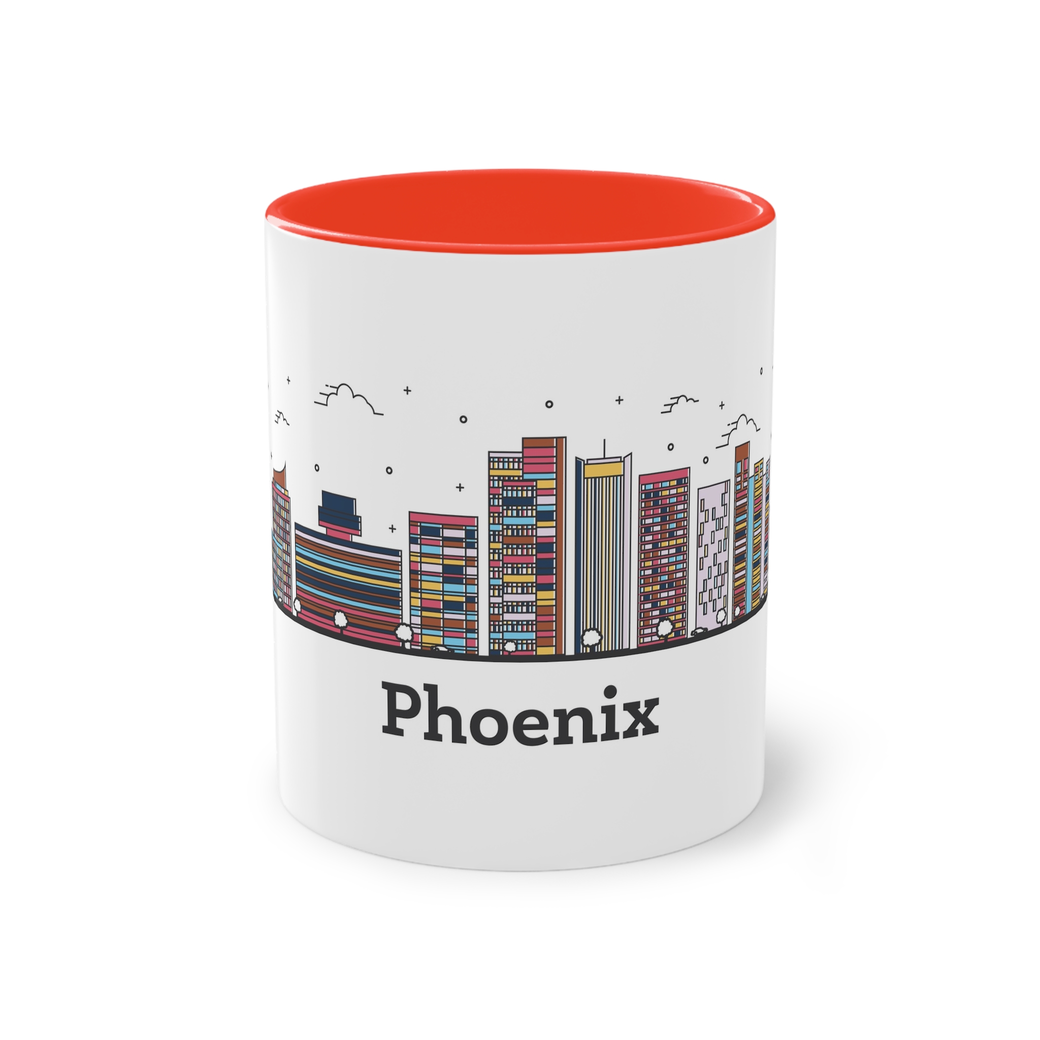 Phoenix Outline Bold Color Two Tone Coffee Mug 11oz