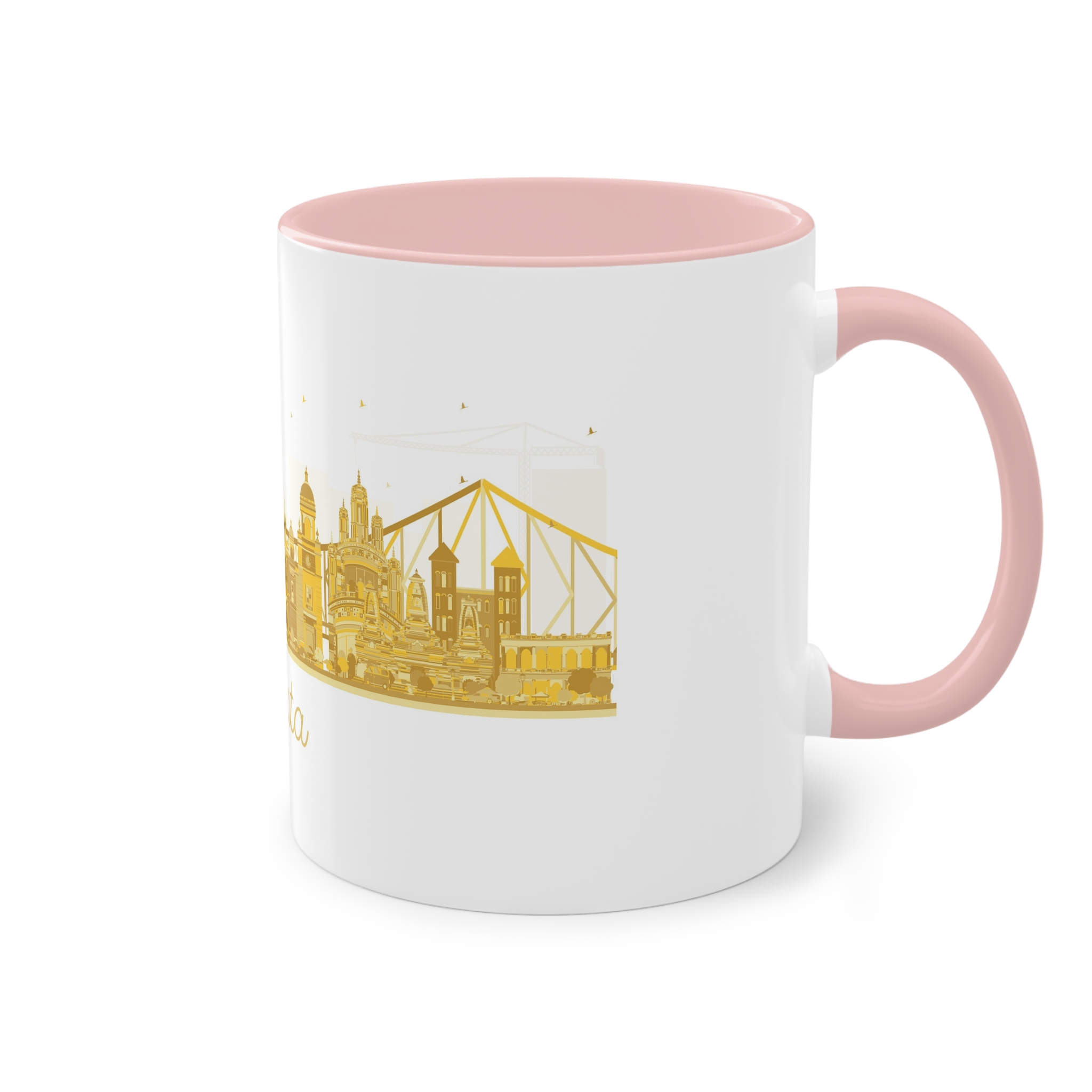 Kolkata Silhouette Golden 1 Two Tone Coffee Mug 11oz - Image 48