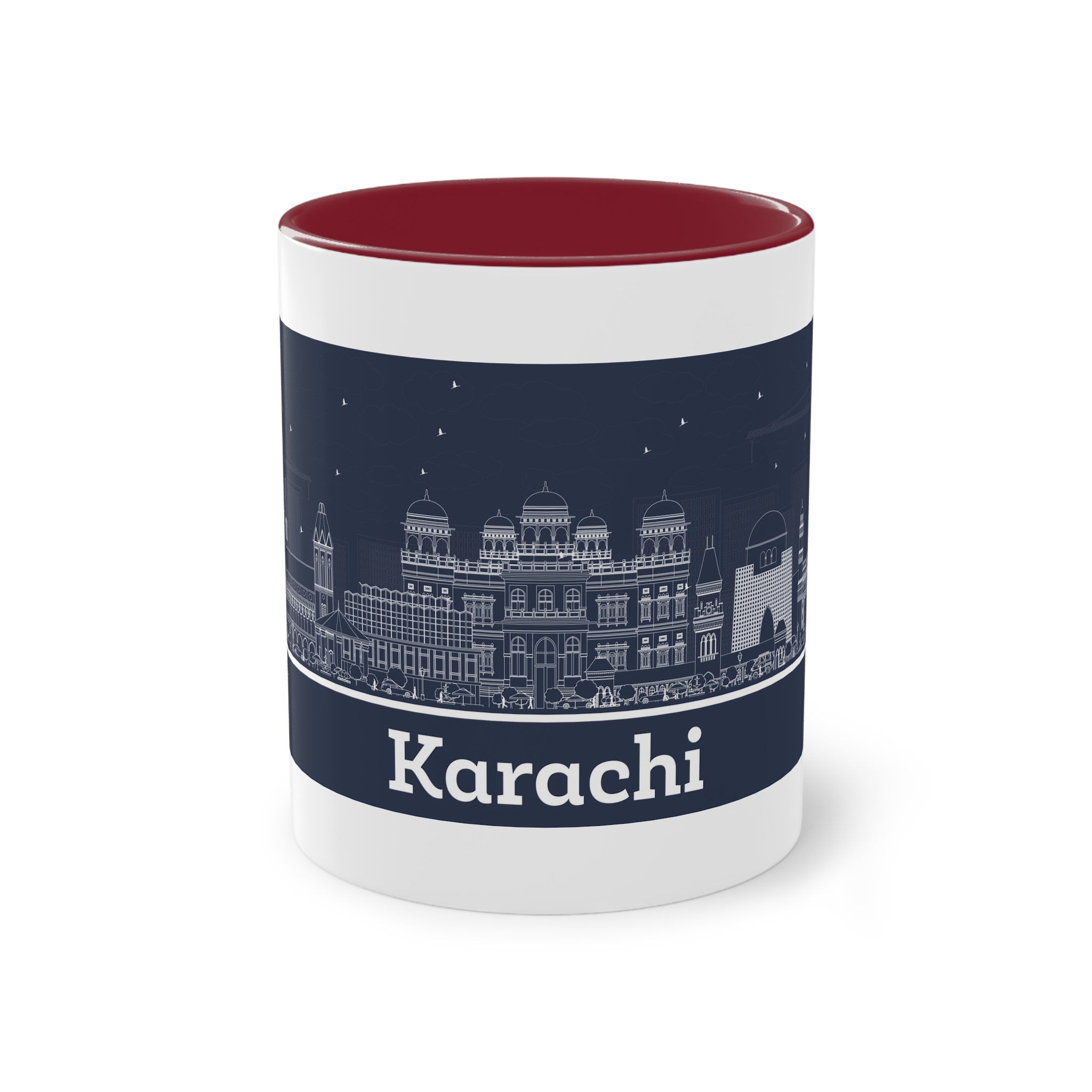 Karachi Outline Inverse Two Tone Coffee Mug 11oz - Image 5