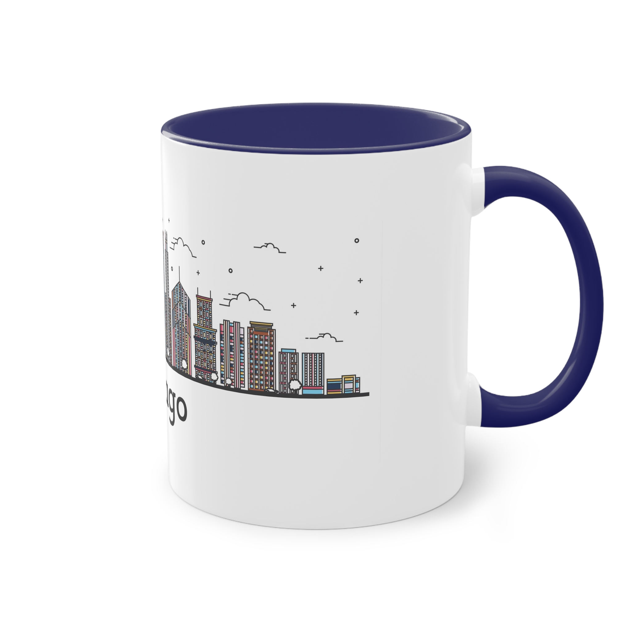 Chicago Outline Bold Color Two Tone Coffee Mug 11oz - Image 44