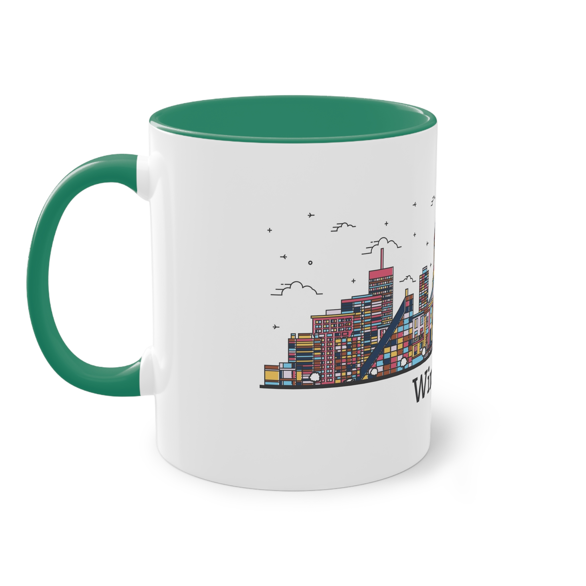 Winnipeg Outline Bold Color Two Tone Coffee Mug 11oz - Image 31